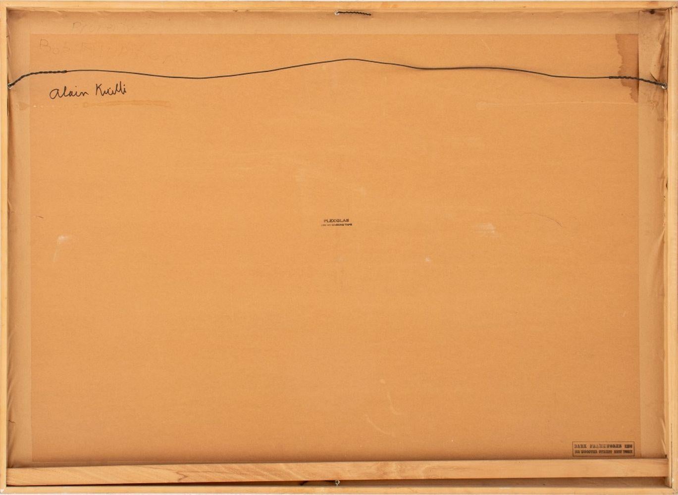 Alain Kirili (francés/estadounidense, 1946-2021), Composición postminimalista, Técnica mixta sobre papel, con elementos de collage, firmada en el reverso, marco de madera. Imagen: 29,5