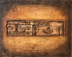 Peinture à l'huile moderniste juive française « Les Valises », moderniste juive aux techniques mixtes