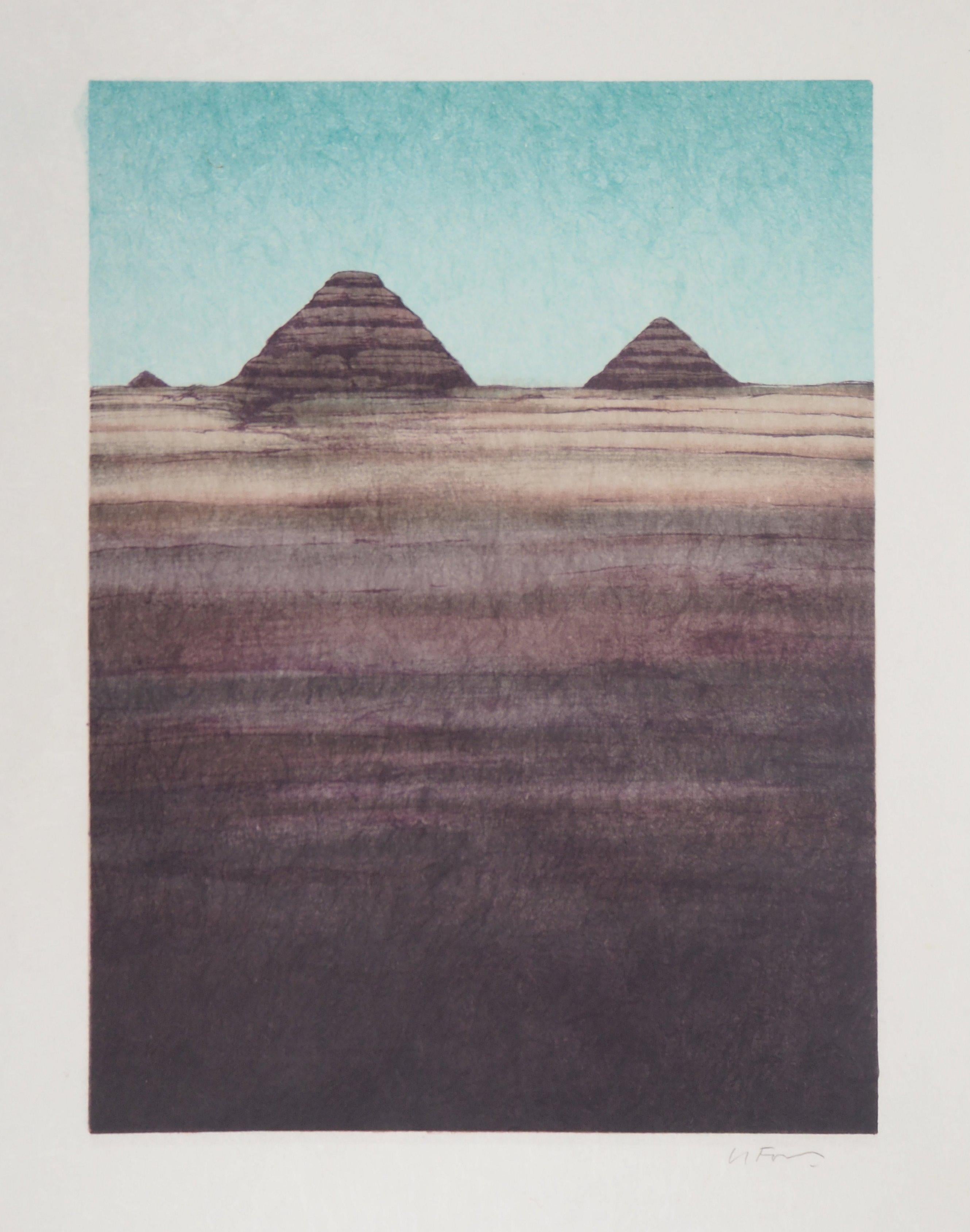 Alain Le Foll Landscape Print - Egypt : The Pyramid of Giza - Handsigned Original Lithograph