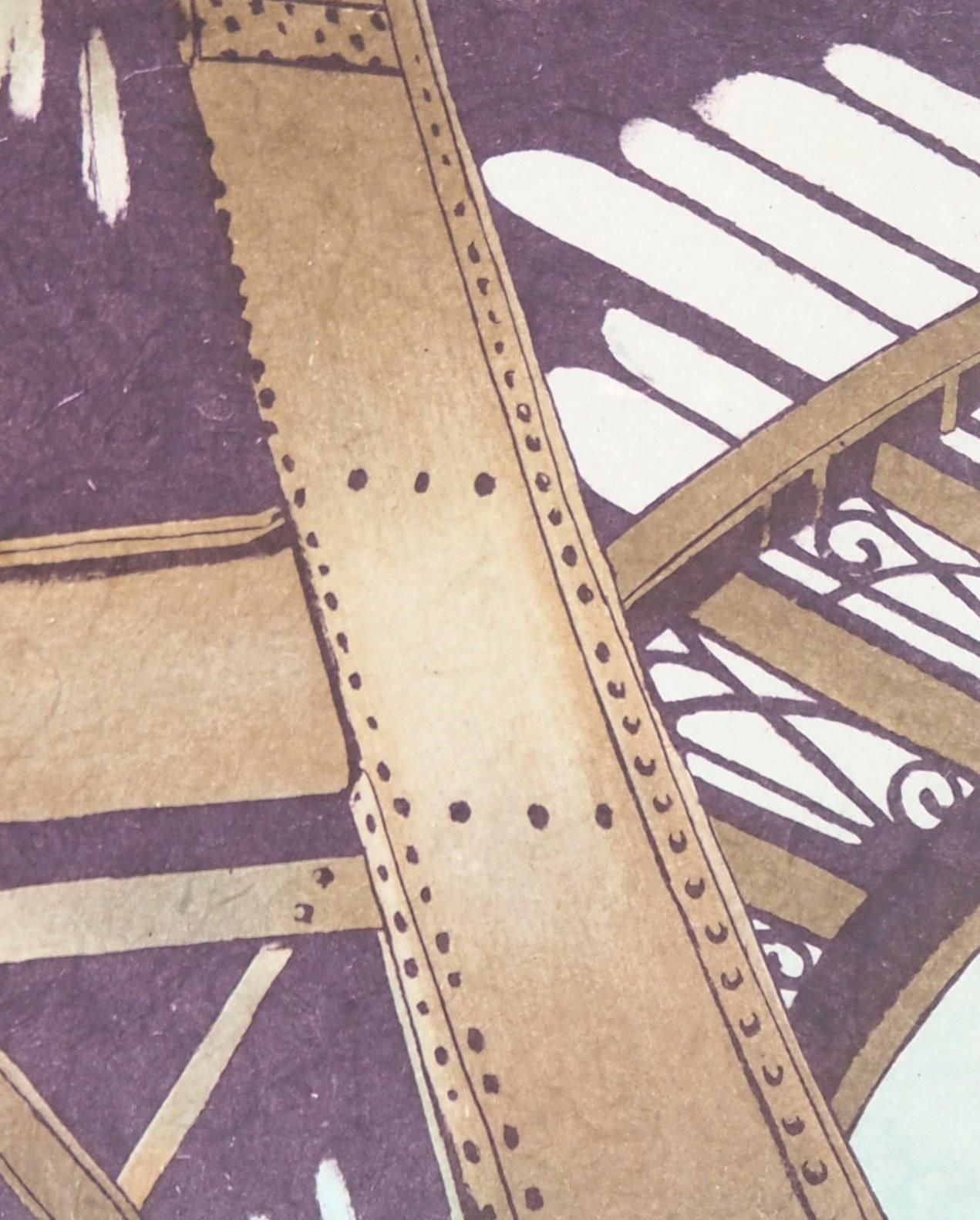 Paris: „ Inside The Eiffel Tower“ – handsignierte Originallithographie im Angebot 1