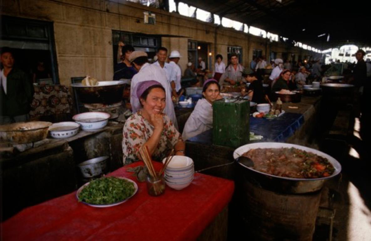 Alain Le Garsmeur Color Photograph - 'Hot Food Stall Xinjiang' 1985 Limited Edition Archival Pigment Print 