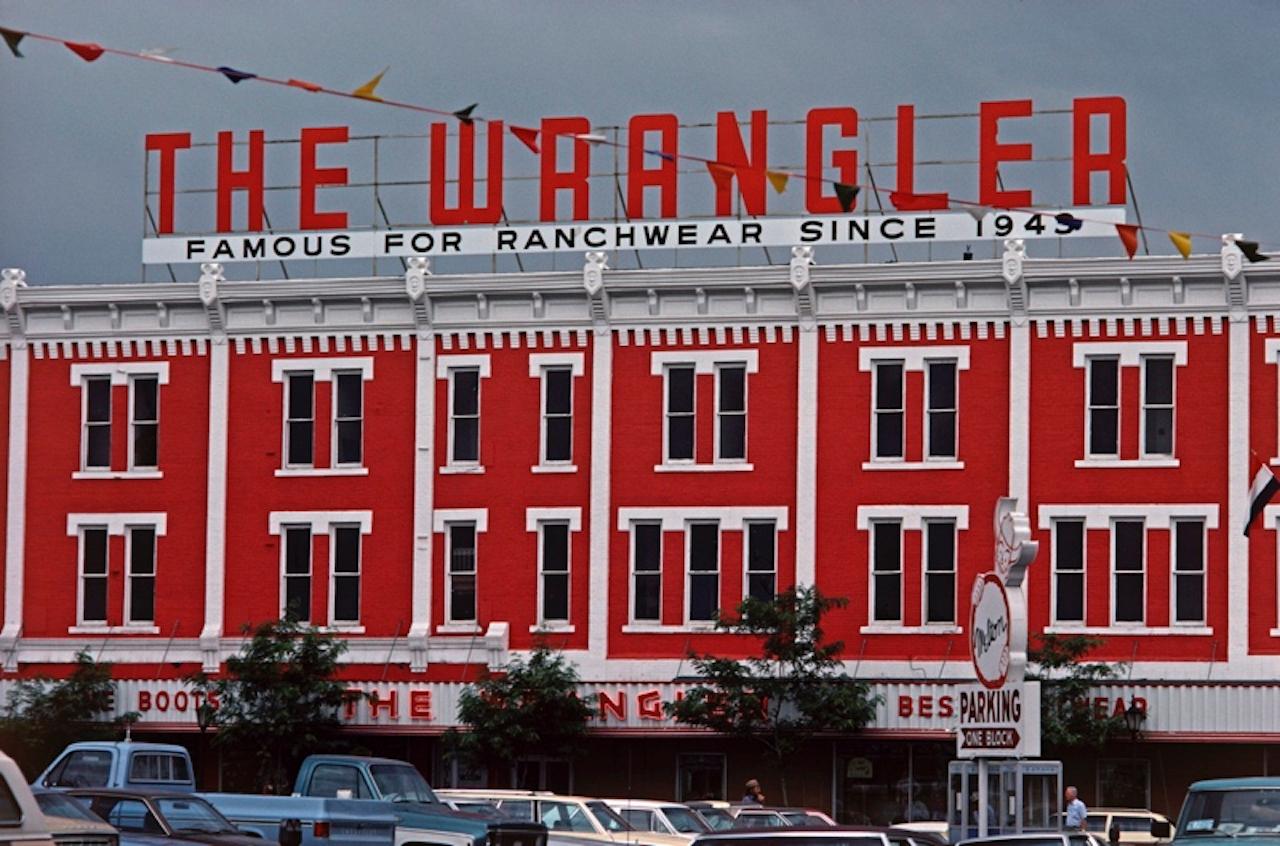 Wrangler Store by Alain Le Garsmeur
The historic Wrangler ranchwear store in downtown Cheyenne, Wyoming, USA, 1979.

Paper size 20 x 30 inches / 50 x 76 cm
Printed in 2022 - produced from the original transparency
Archival Pigment Print and limited