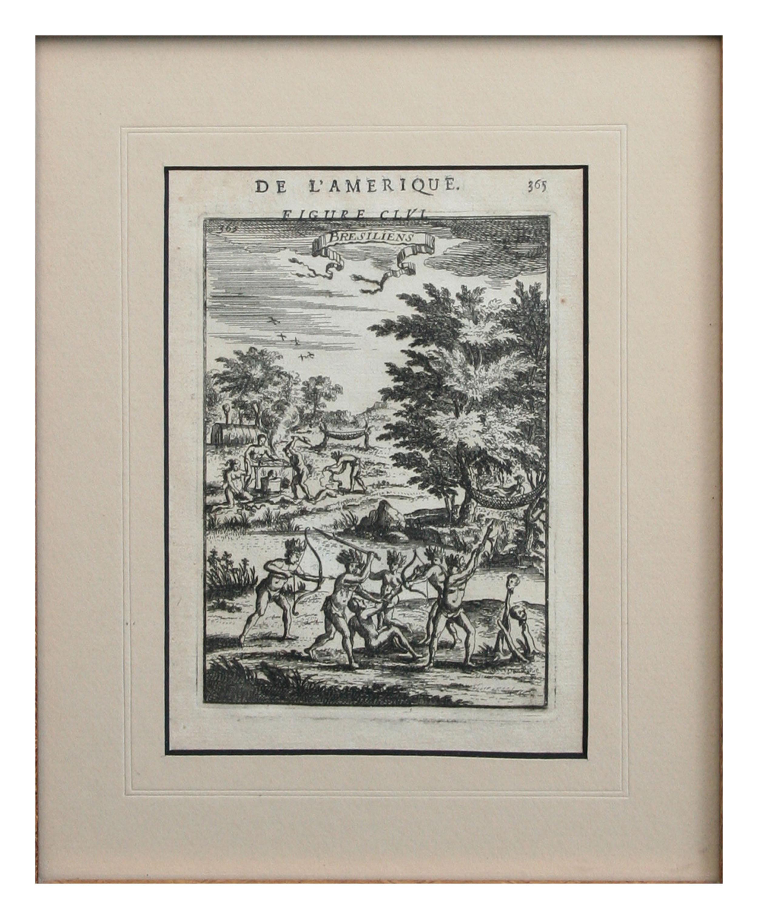 Native Civilians of America -- „De L'Amerique“ veröffentlicht Frankfurt / 1683 (Realismus), Print, von Alain Manesson Mallet