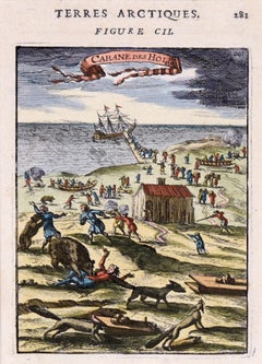 Seltene handkolorierte "Cabane Des Hold" - 1st Ed "Description de l'Univers" C. 1683