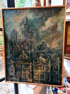 Barocke Bauten Ölgemälde auf Leinwand, Ende 20. Jahrhundert, 94x75 cm