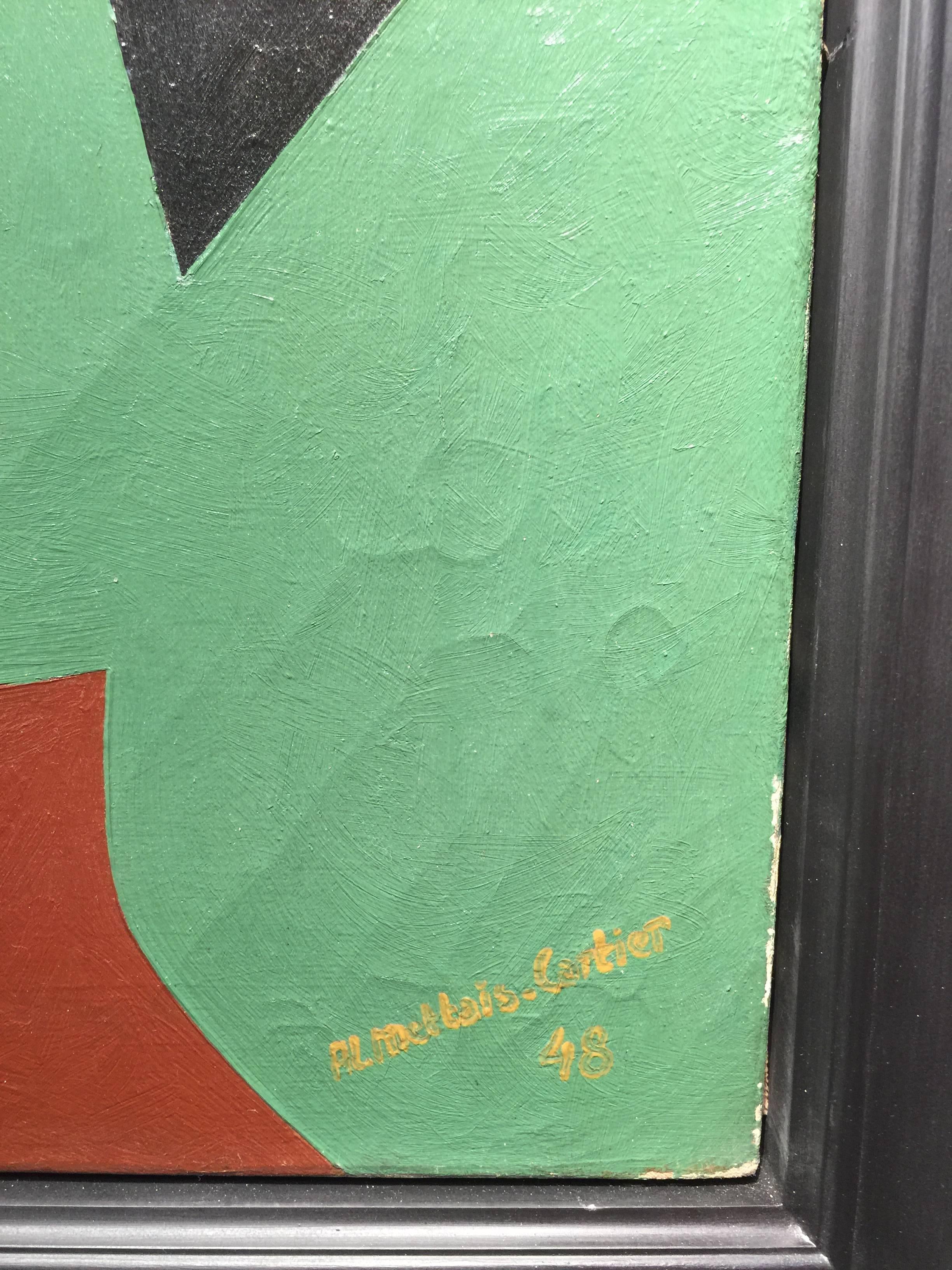 Französischer Kubist Porträt eines jungen Mädchens – Painting von Alain Mettais Cartier