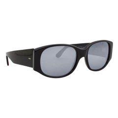 Schwarze Alain Mikli-Sonnenbrille mit Spiegellinsen