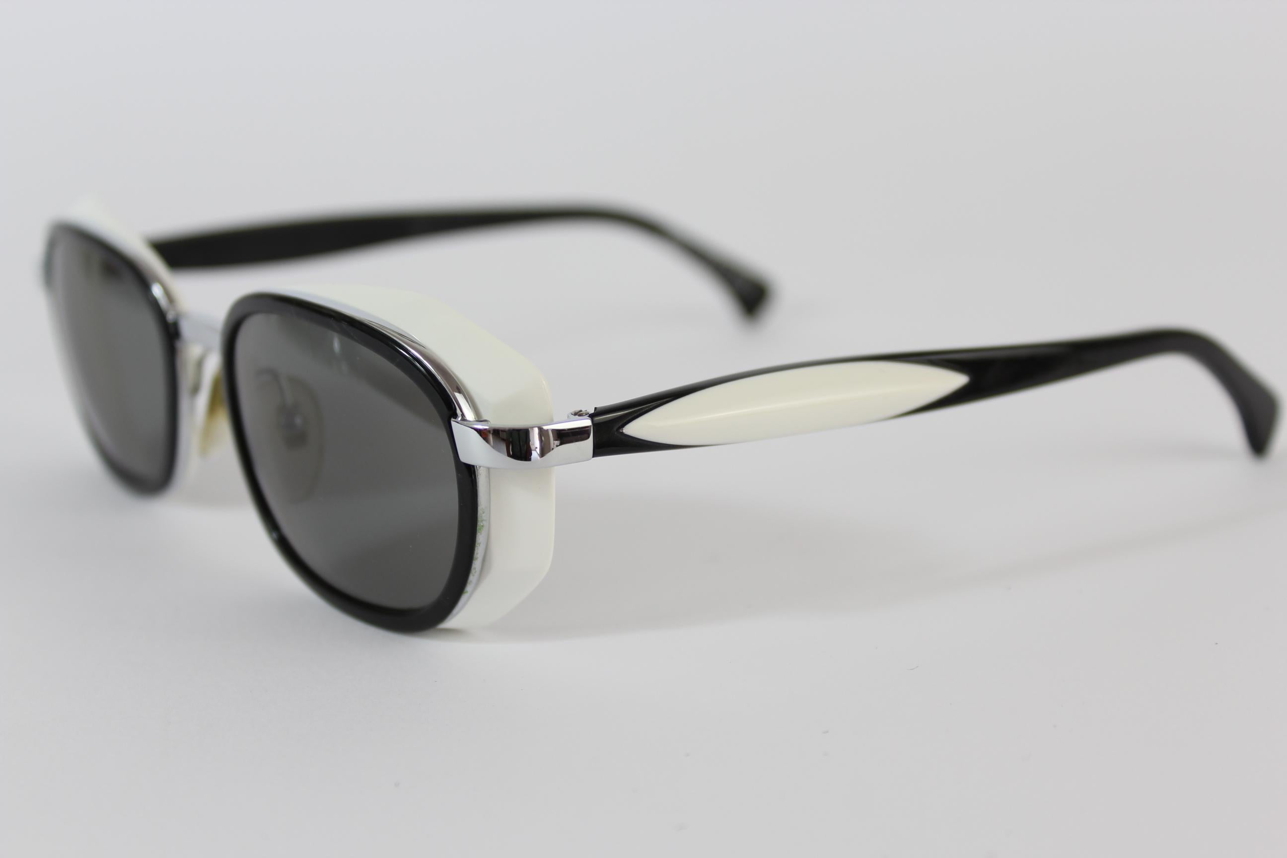 Gray Alain Mikli Black White Metal Vintage Oval Space Lens Handmade Sunglasses 1990s
