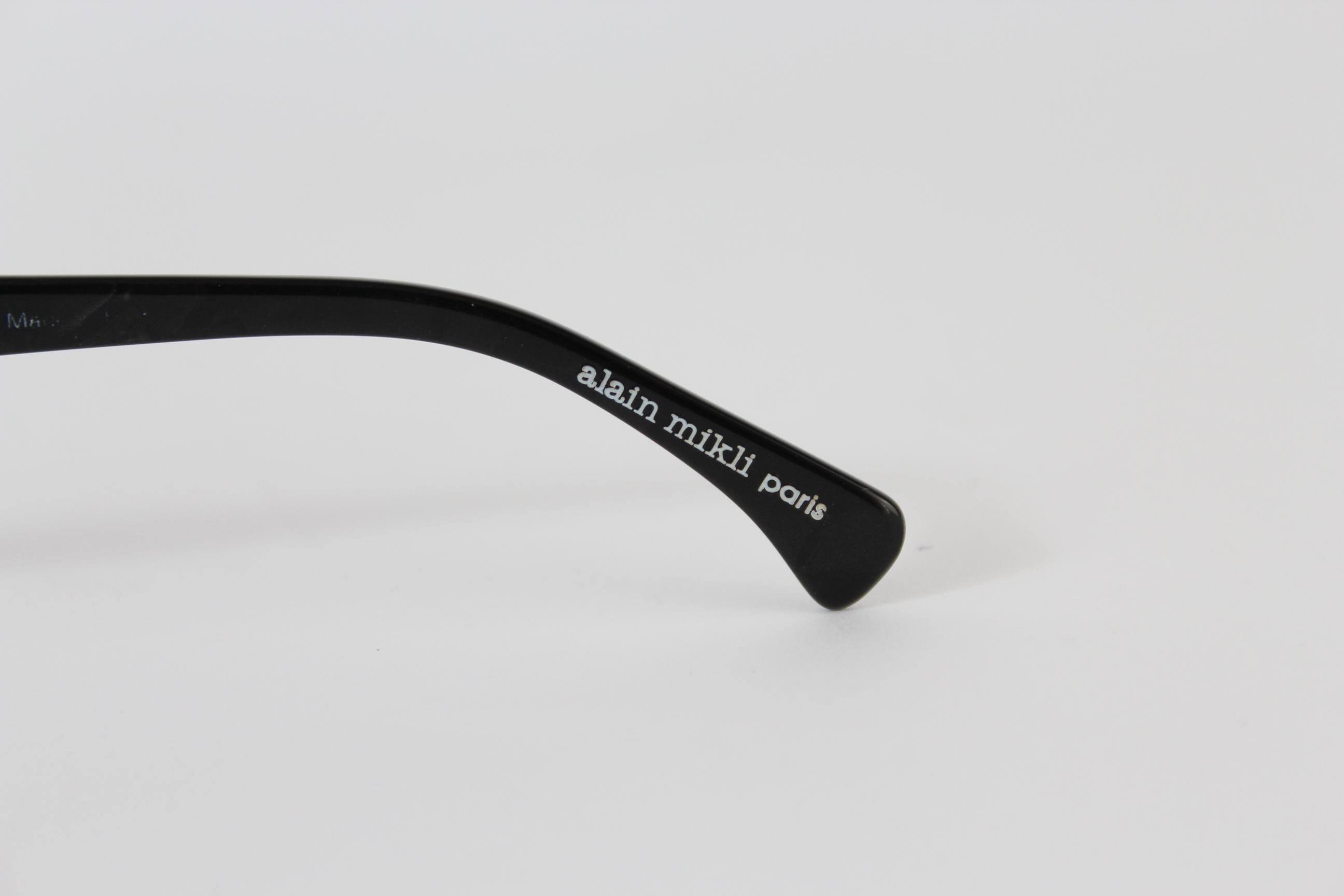 Alain Mikli Black White Metal Vintage Oval Space Lens Handmade Sunglasses 1990s 1