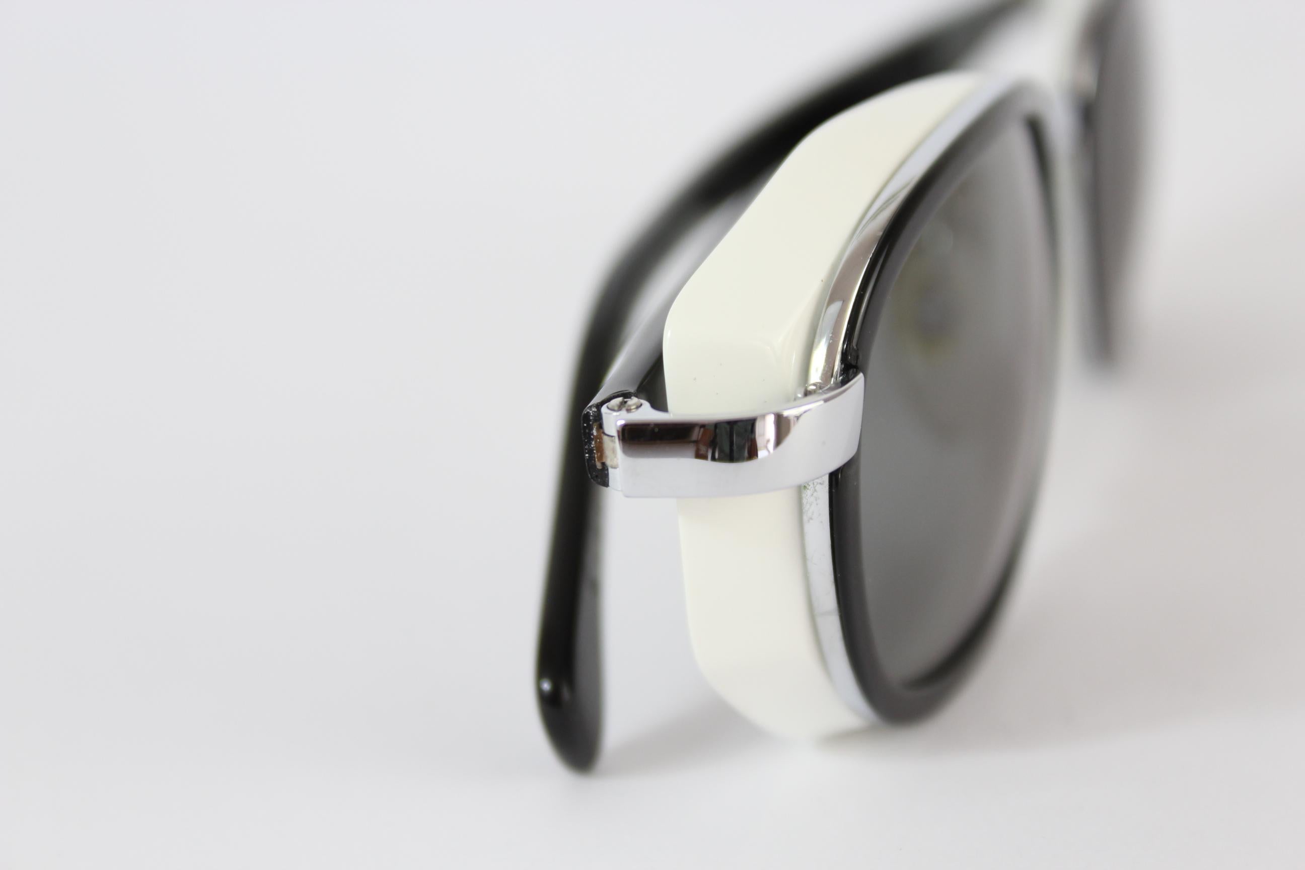Alain Mikli Black White Metal Vintage Oval Space Lens Handmade Sunglasses 1990s 3