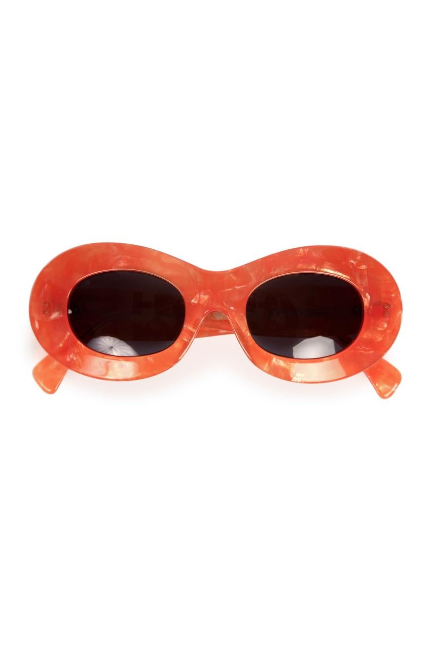 1990s ALAIN MIKLI Orange Mother-of-Pearl Oval Cat-Eye Sunglasses Model 4101 596  1