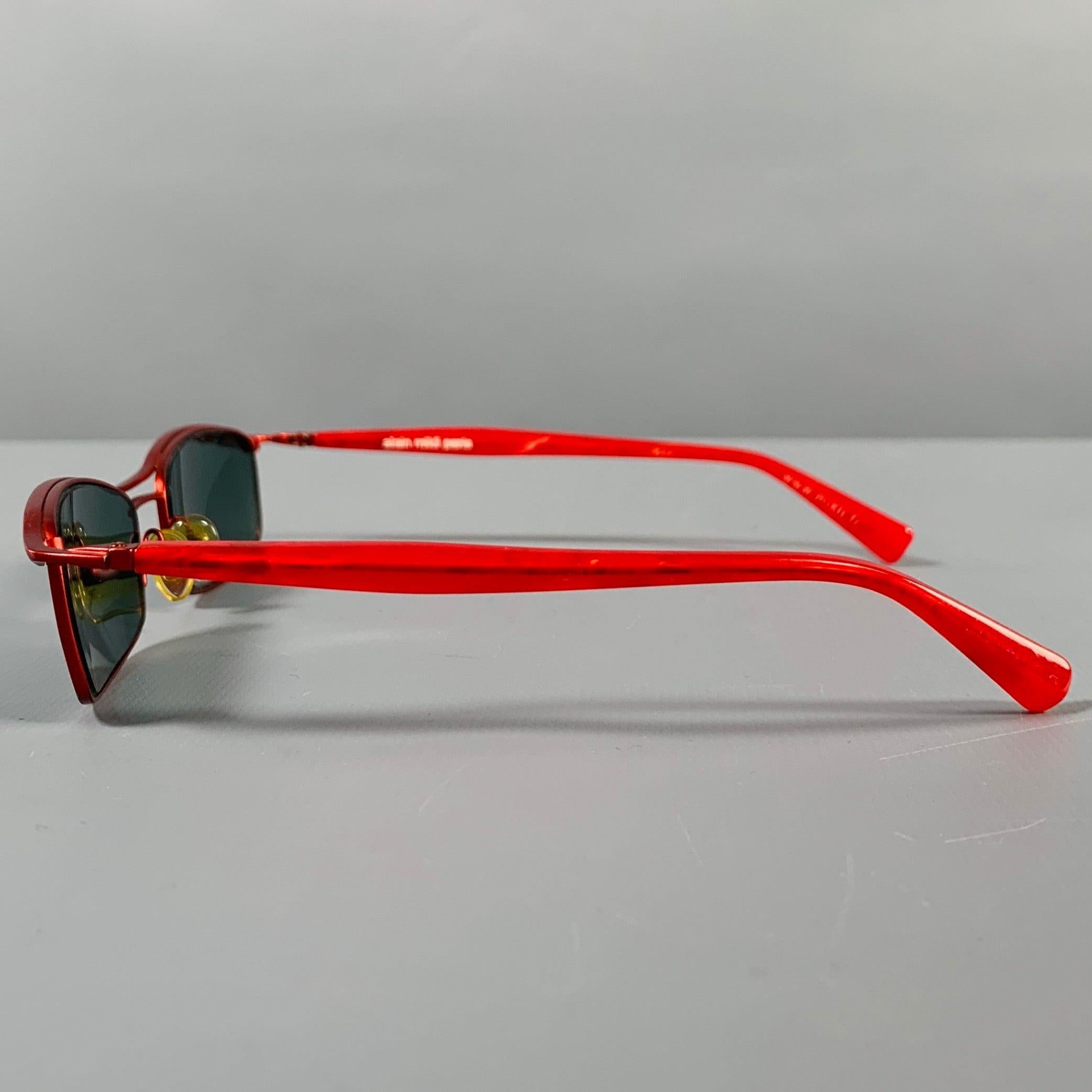 ALAIN MIKLI Red Metal Sunglasses In Excellent Condition For Sale In San Francisco, CA