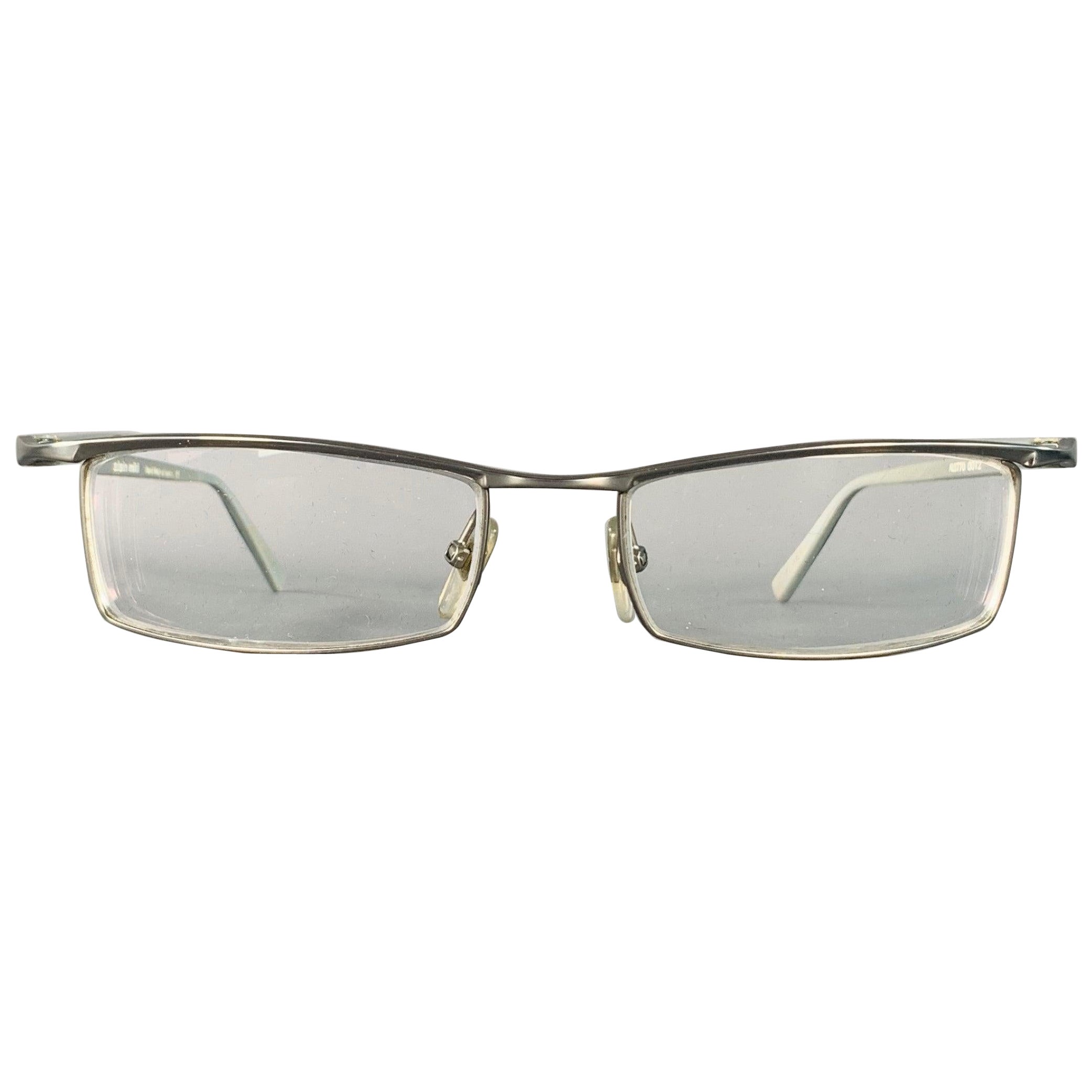 ALAIN MIKLI Lentes de lectura de acetato metálico plateado en venta