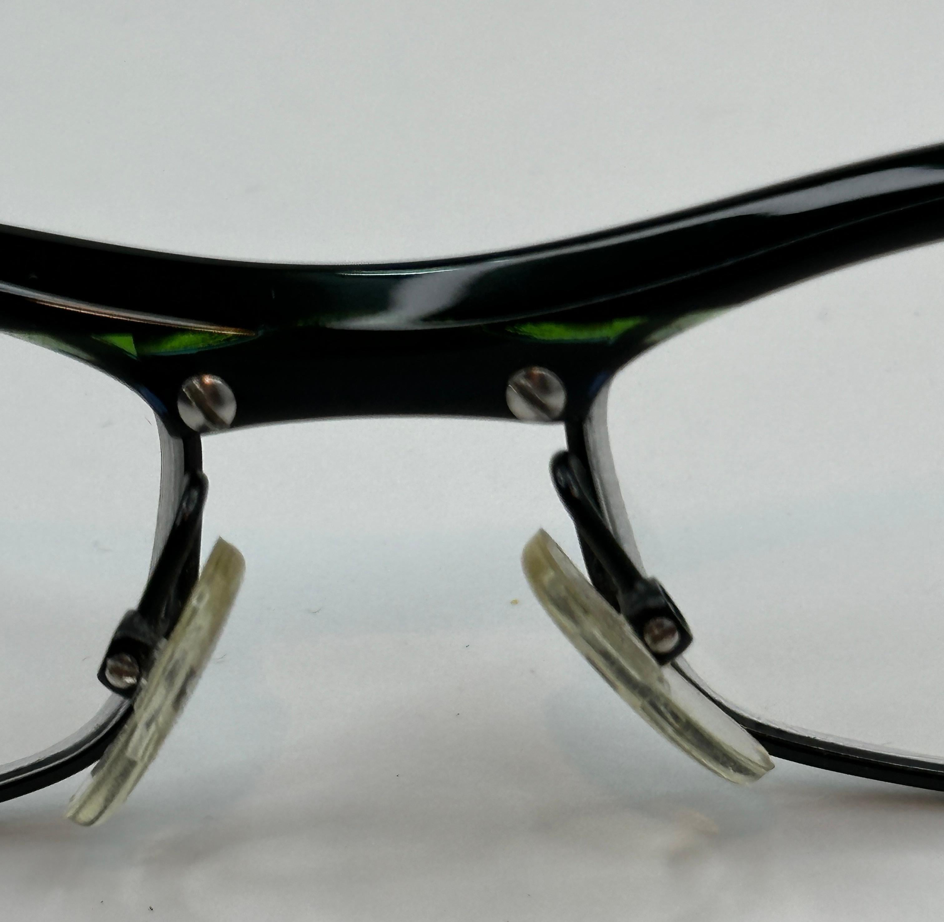 Women's or Men's Alain Mikli Thick Black Accented with Clear Green Stripes Prescription Frames