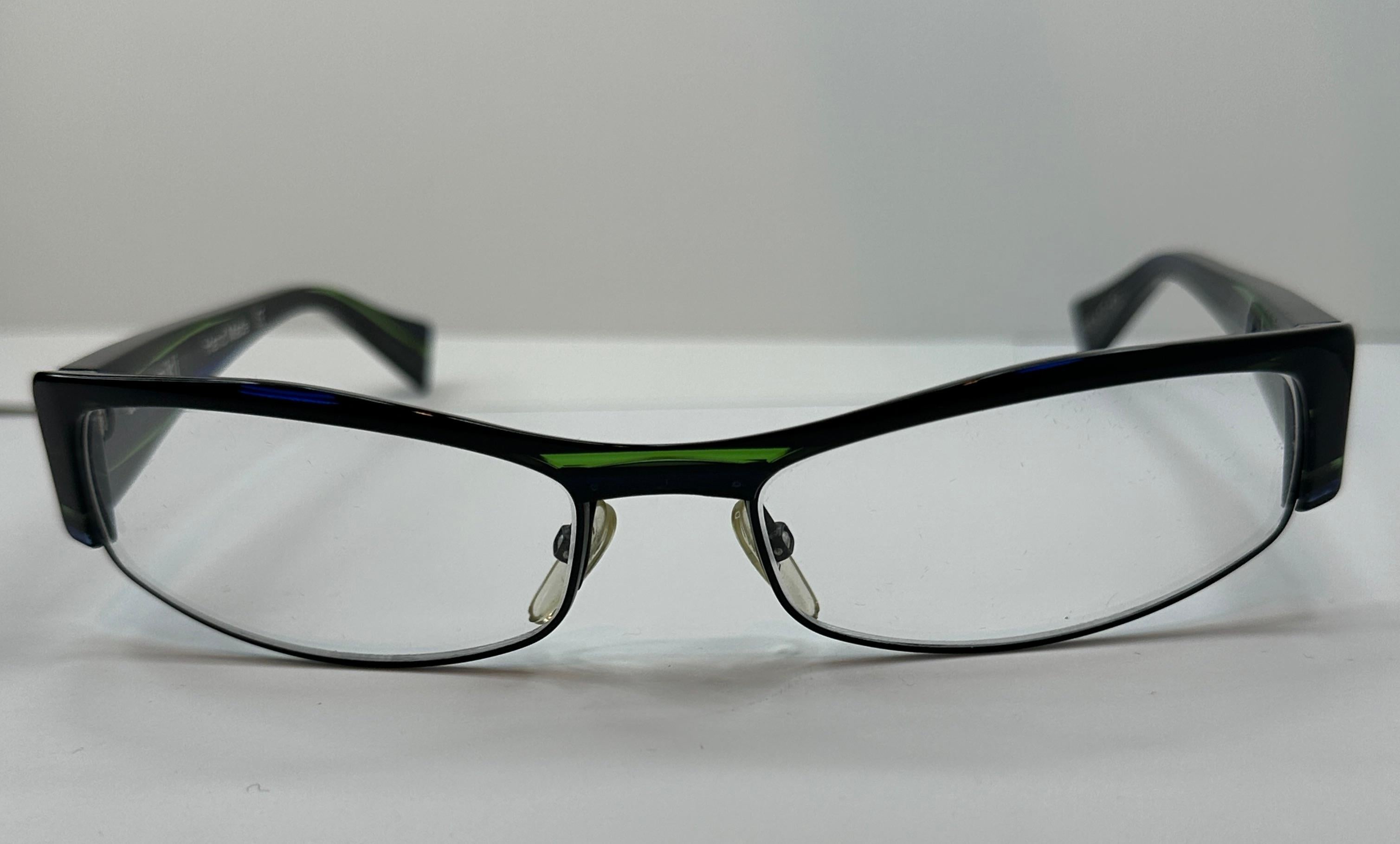 Alain Mikli Thick Black Accented with Clear Green Stripes Prescription Frames 3