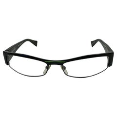 Alain Mikli Thick Black Accented with Clear Green Stripes Prescription Frames