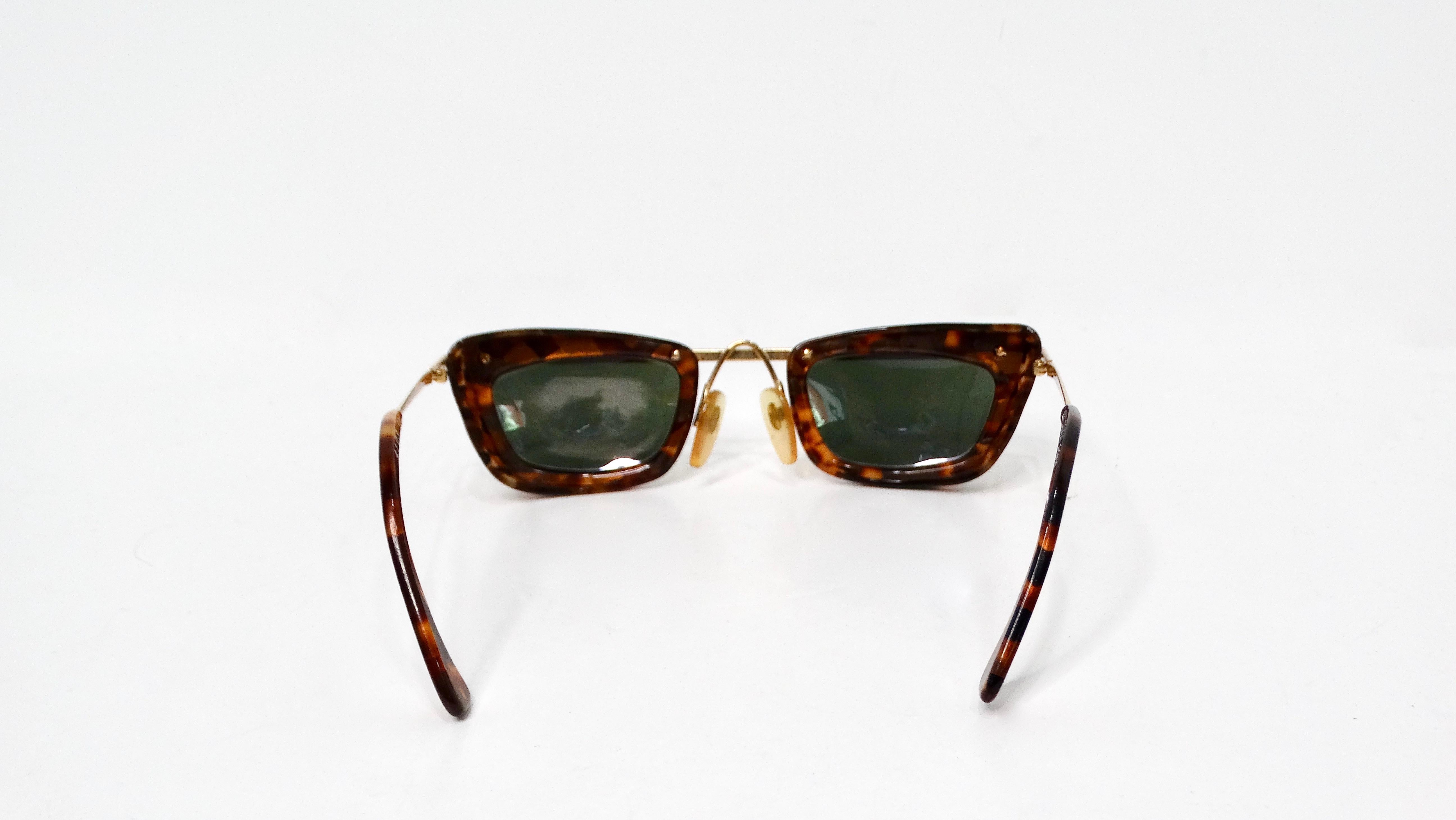 Alain Mikli Lunettes de soleil tortoise et or à verres miroirs circa 1990 État moyen - En vente à Scottsdale, AZ