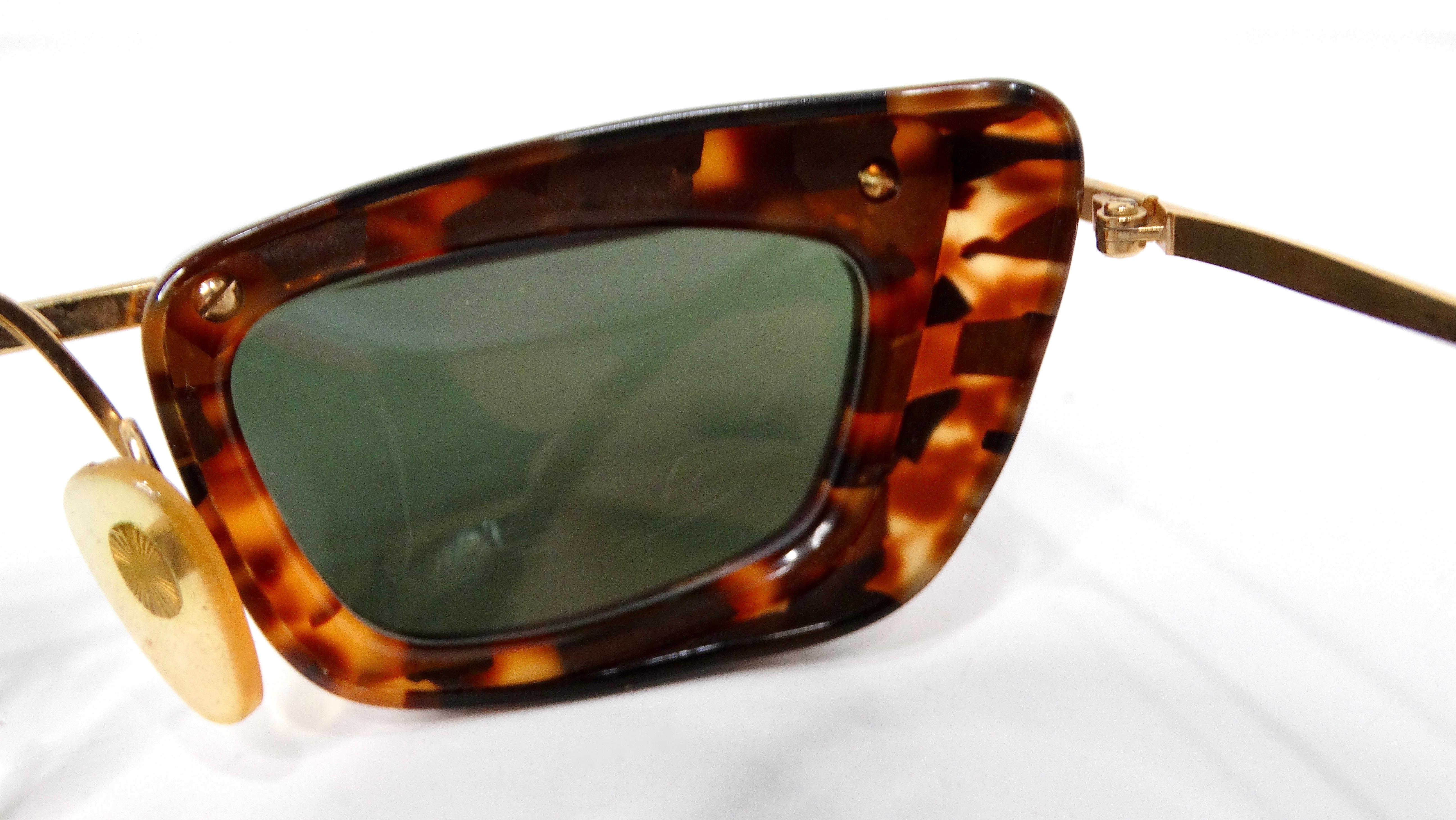 Alain Mikli Lunettes de soleil tortoise et or à verres miroirs circa 1990 en vente 2