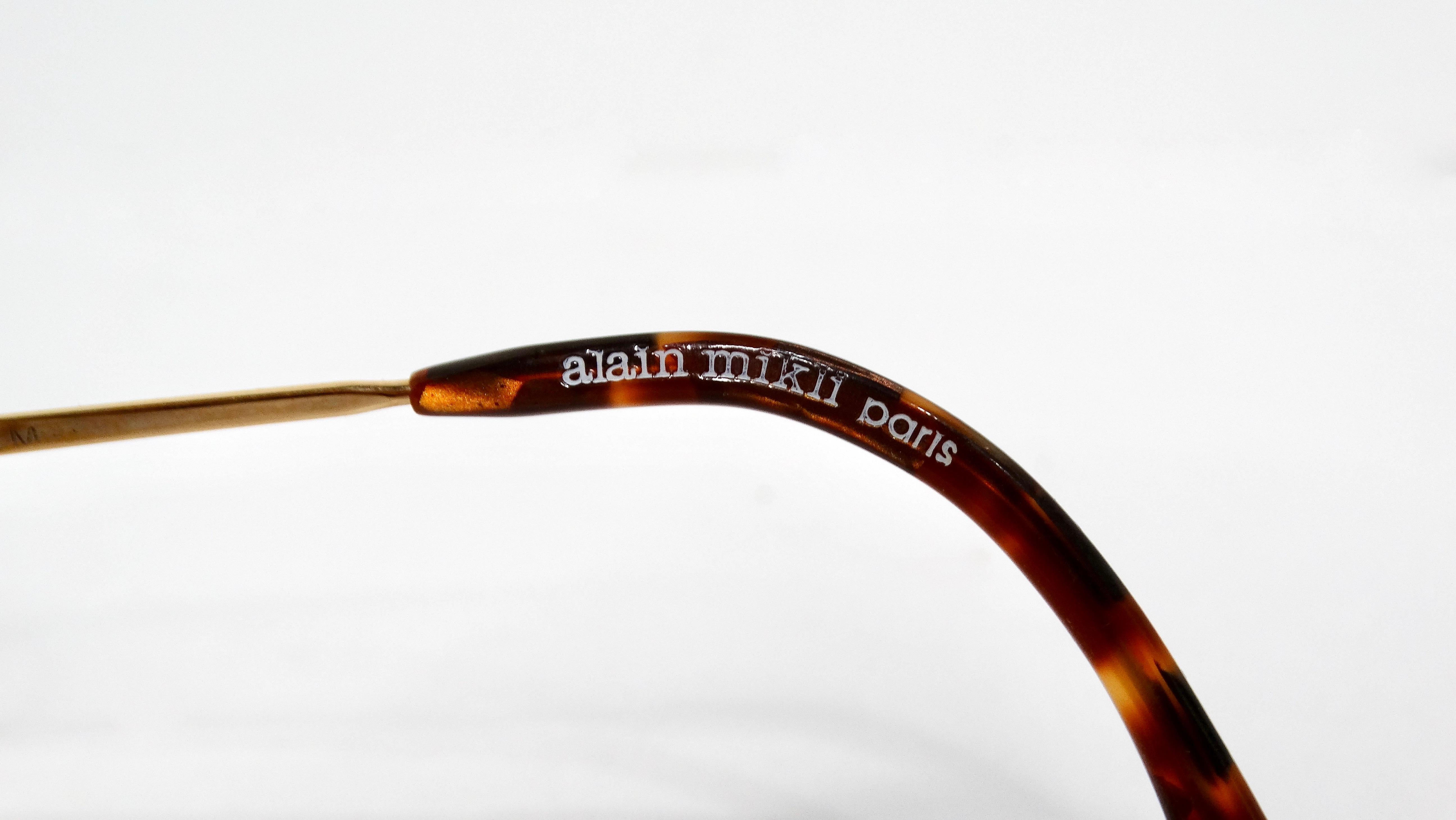 Alain Mikli Lunettes de soleil tortoise et or à verres miroirs circa 1990 en vente 3
