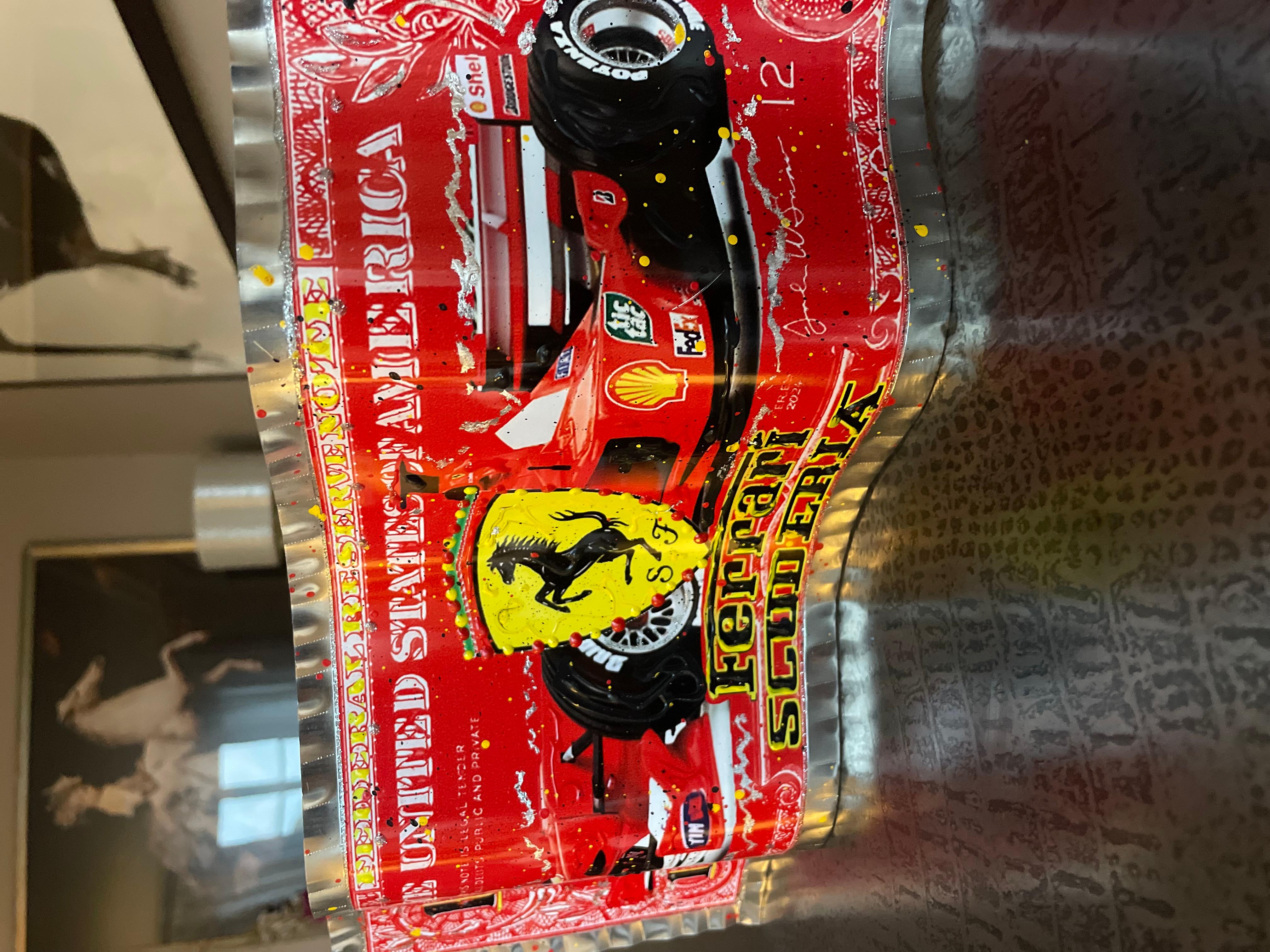 Dollar Bills – Ferrari (Pop-Art), Mixed Media Art, von Alain mimouni