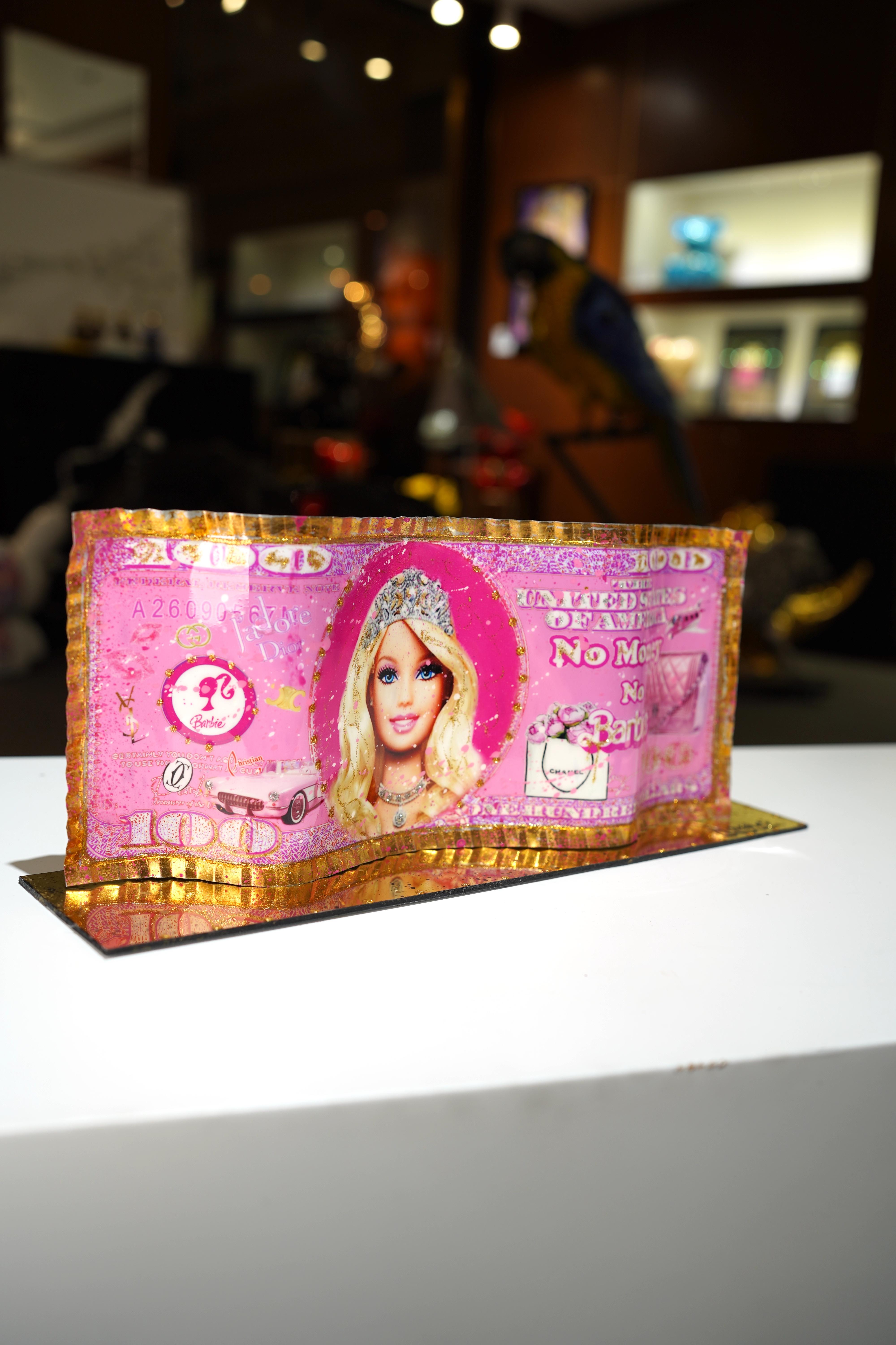 Figurative Sculpture Alain mimouni - Alain Mimouni Dollar Rose Barbie Bill (avec base)