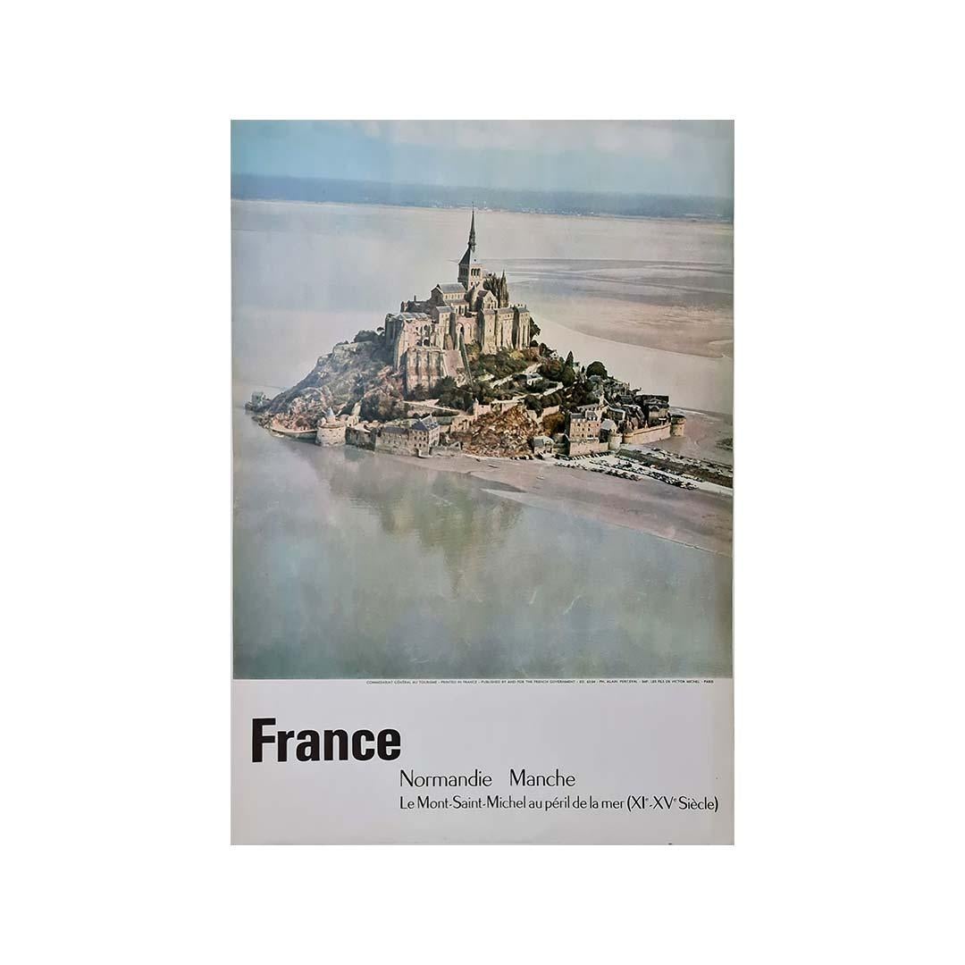 Affiche de voyage vintage de 1963, photographiée par Perceval, Le Mont Saint-Michel en vente 1
