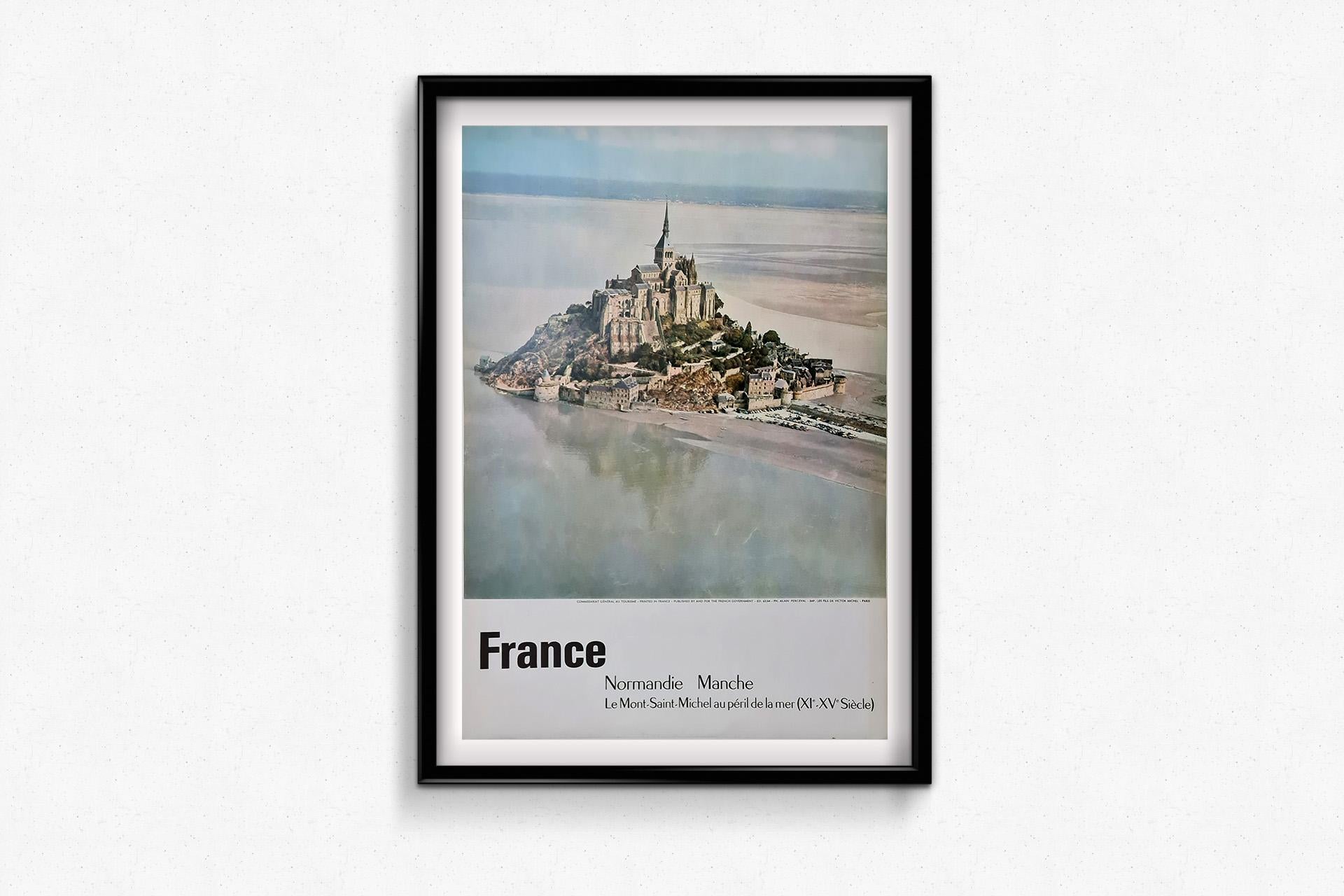 Affiche de voyage vintage de 1963, photographiée par Perceval, Le Mont Saint-Michel en vente 2