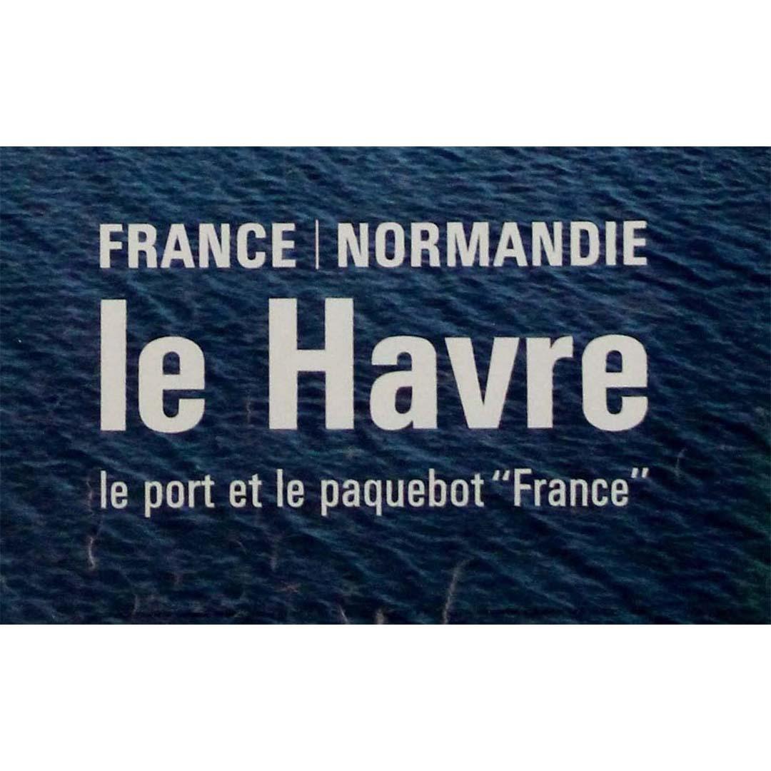 1964 manifesto di viaggio originale Normandie Le Havre Le port et le Paquebot 'France' in vendita 1