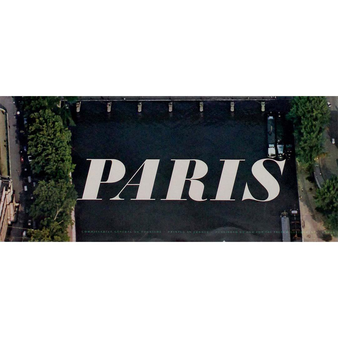 Affiche de voyage originale d'Alain Perceval, vue aérienne de Paris, 1965 en vente 2