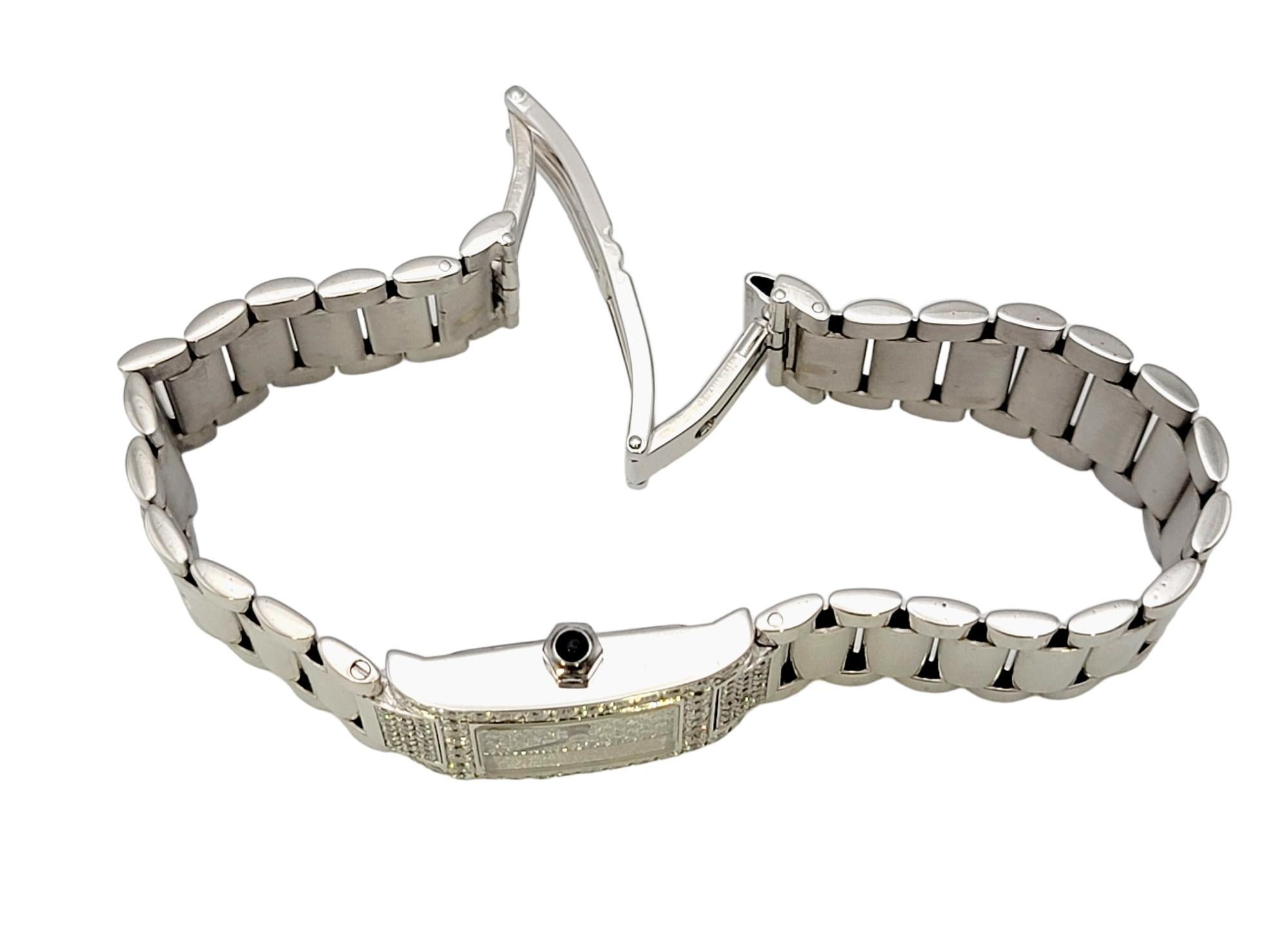 Alain Philippe Ladies 18 Karat White Gold and Pave Diamond Wristwatch F-G / VS For Sale 4