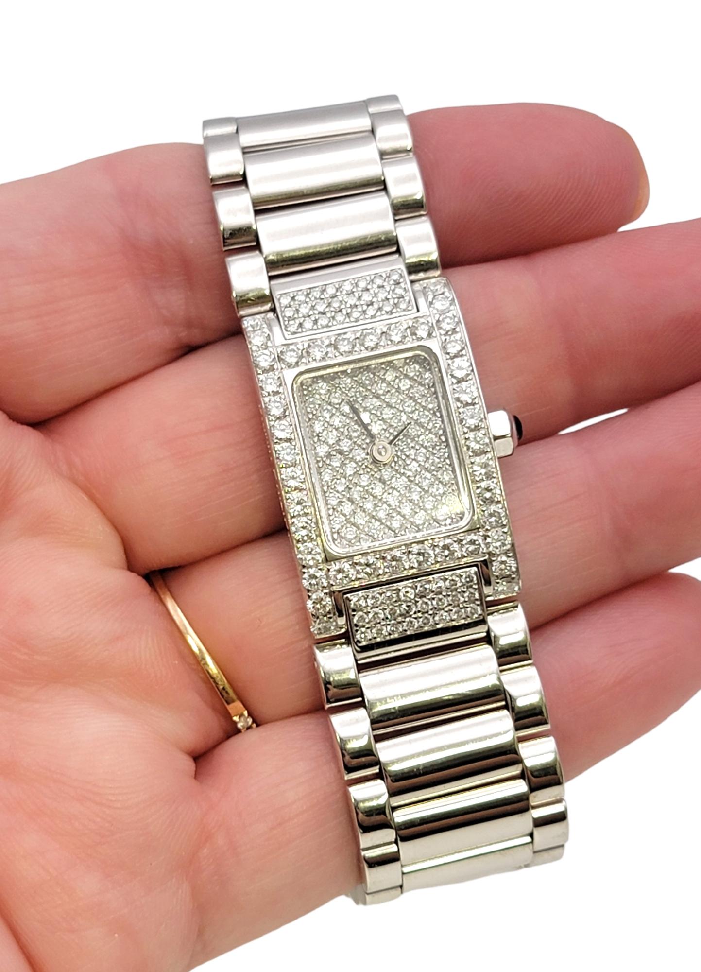 Alain Philippe Ladies 18 Karat White Gold and Pave Diamond Wristwatch F-G / VS For Sale 9