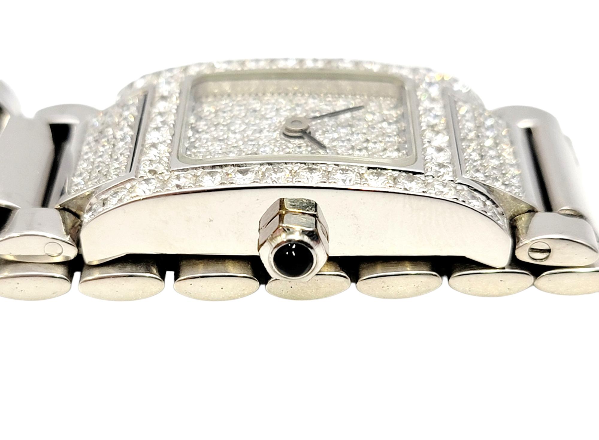 Alain Philippe Ladies 18 Karat White Gold and Pave Diamond Wristwatch F-G / VS In Good Condition For Sale In Scottsdale, AZ