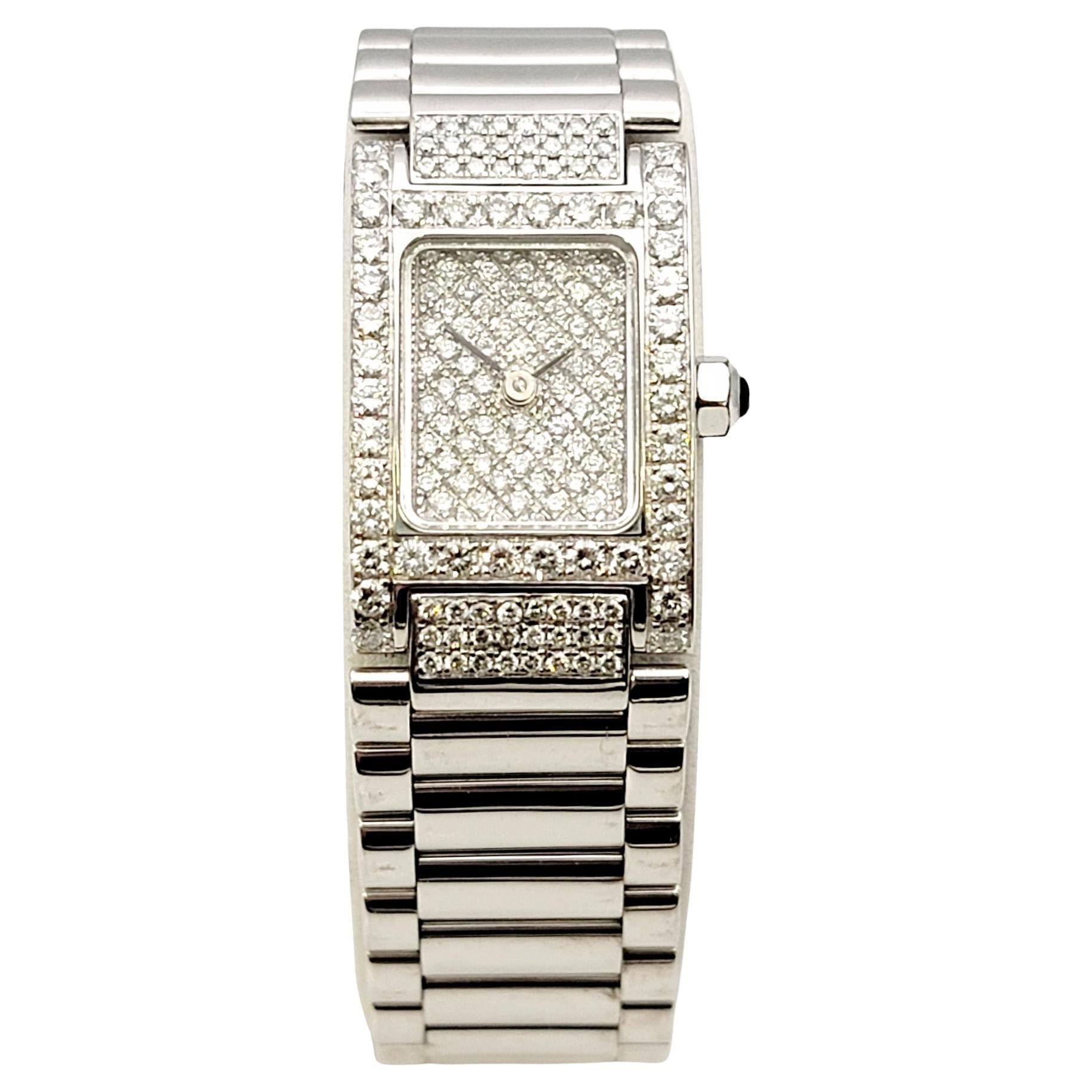Alain Philippe Montre-bracelet pour femme en or blanc 18 carats et pavé de diamants F-G / VS