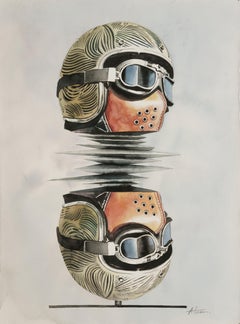 'In the Other Side' Helmet Reflection Abstract Watercolor