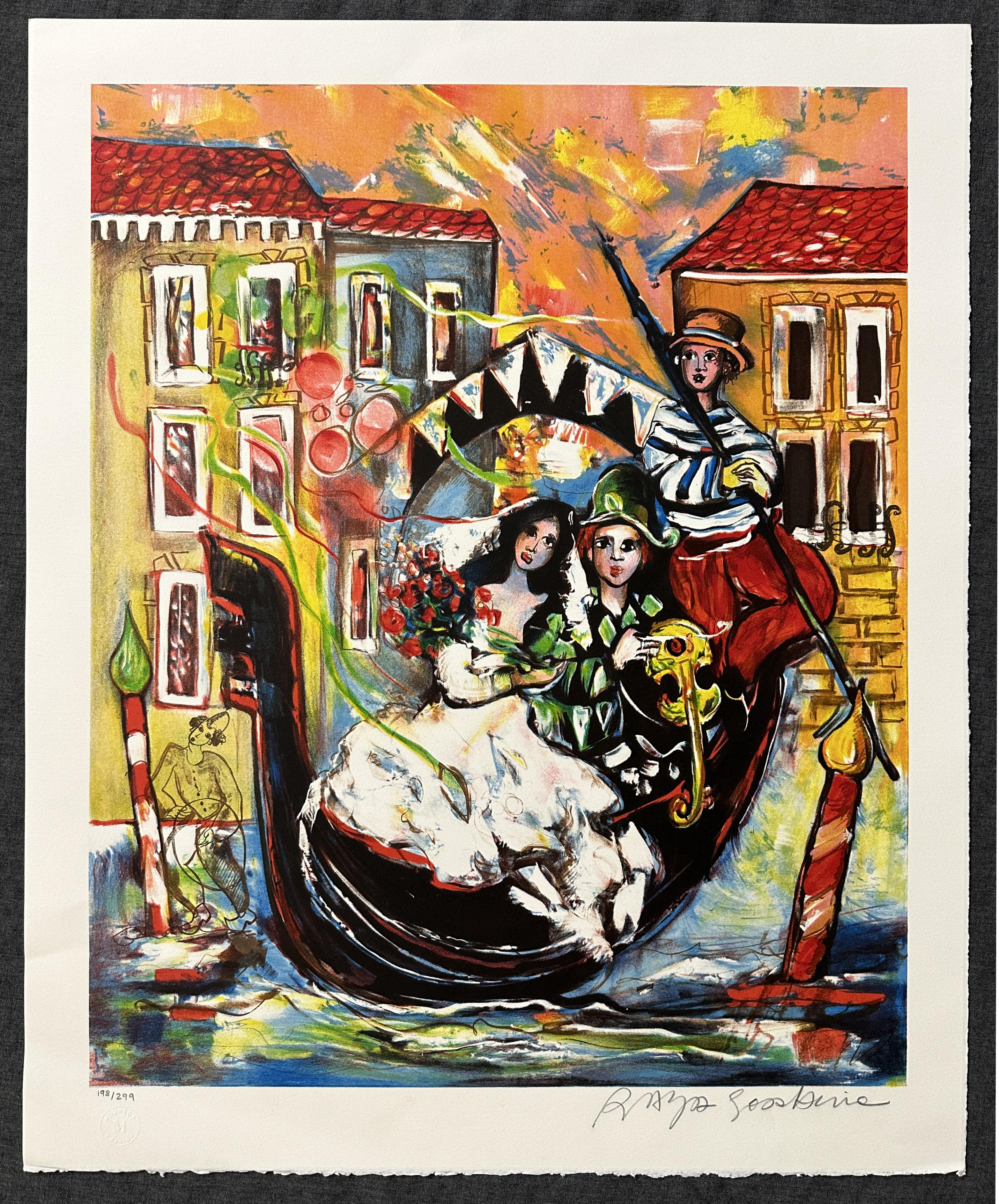 Amoureux de Venise Signed Lithograph Mourlot Paris  - Print by Alain Raya Sorkine