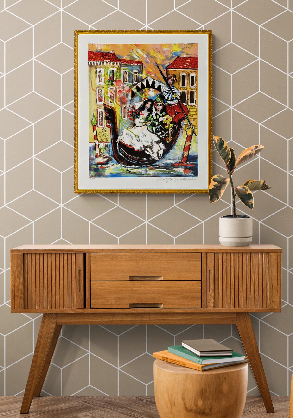 Amoureux de Venise Litografía firmada Mourlot Paris - Print de Alain Raya Sorkine