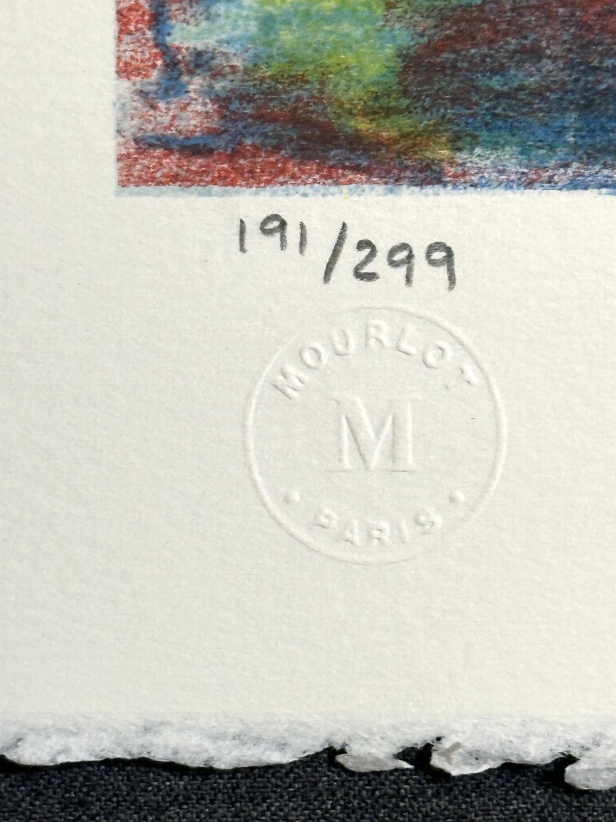 Amoureux de Venise Litografía firmada Mourlot Paris - Figurative Print Beige de Alain Raya Sorkine