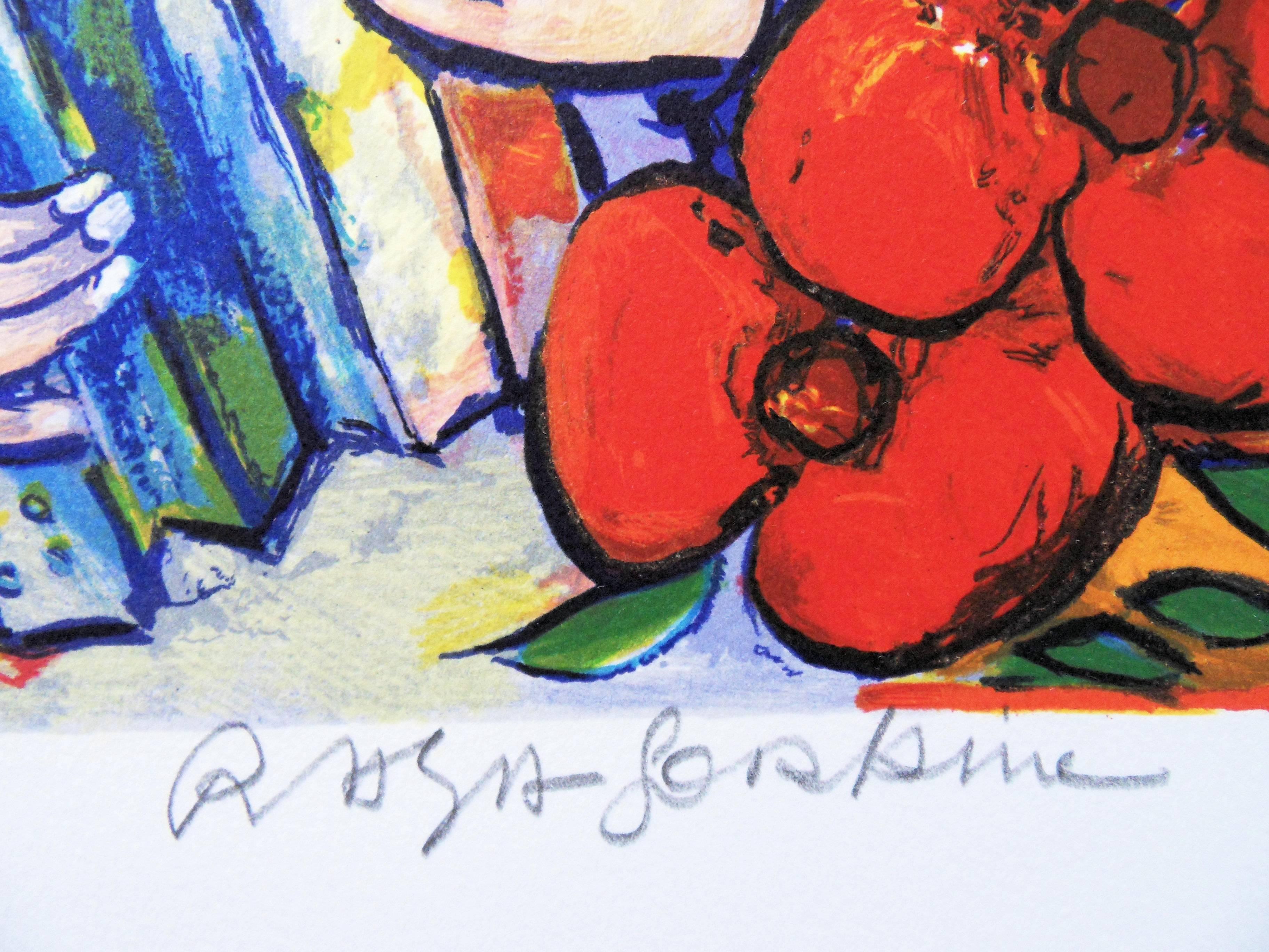 Músico con paloma - Litografía original firmada - 300 ex - Print de Alain Raya Sorkine