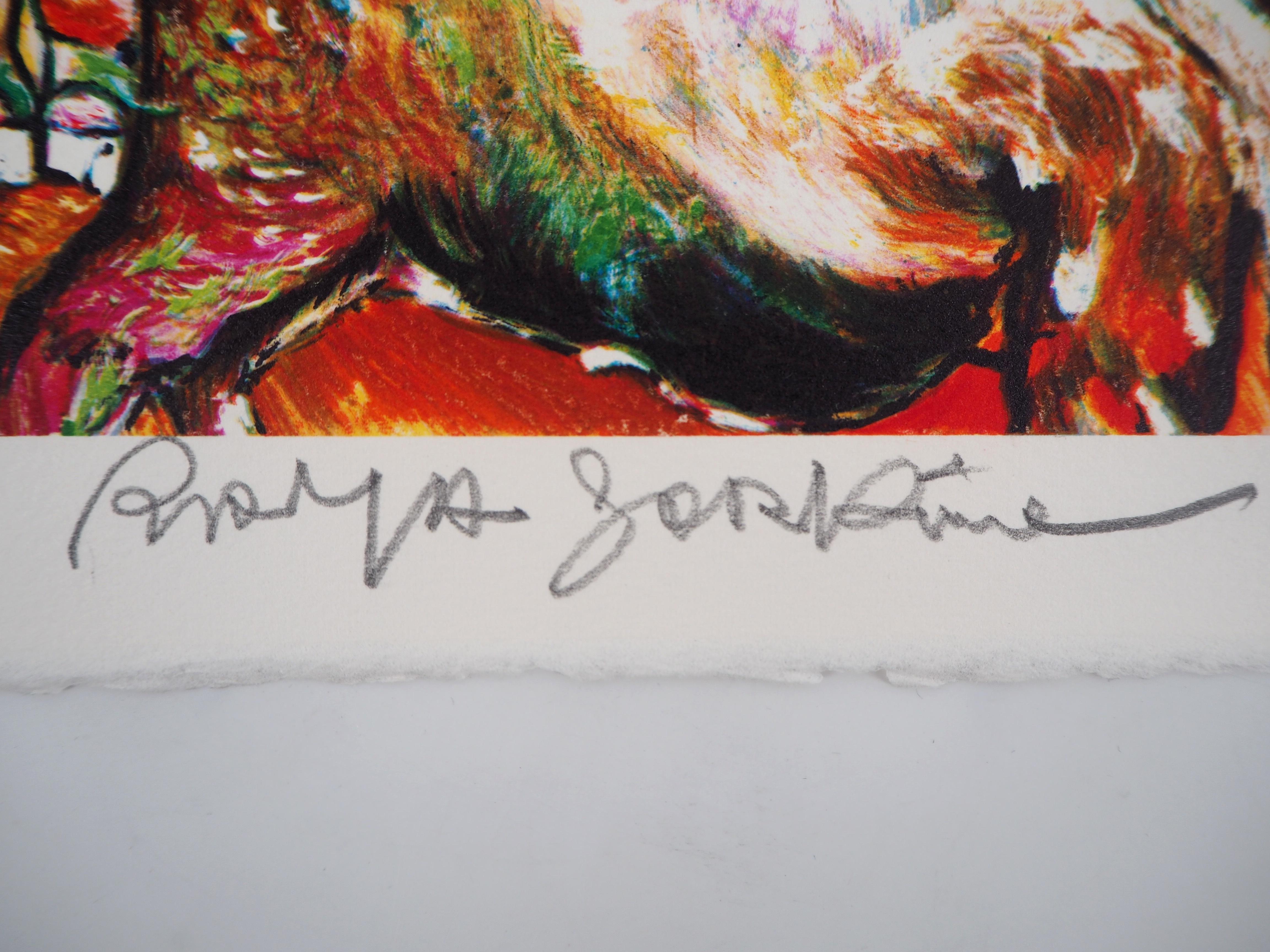 La sposa a cavallo - litografia originale firmata - 80 ex - Print Moderno di Alain Raya Sorkine