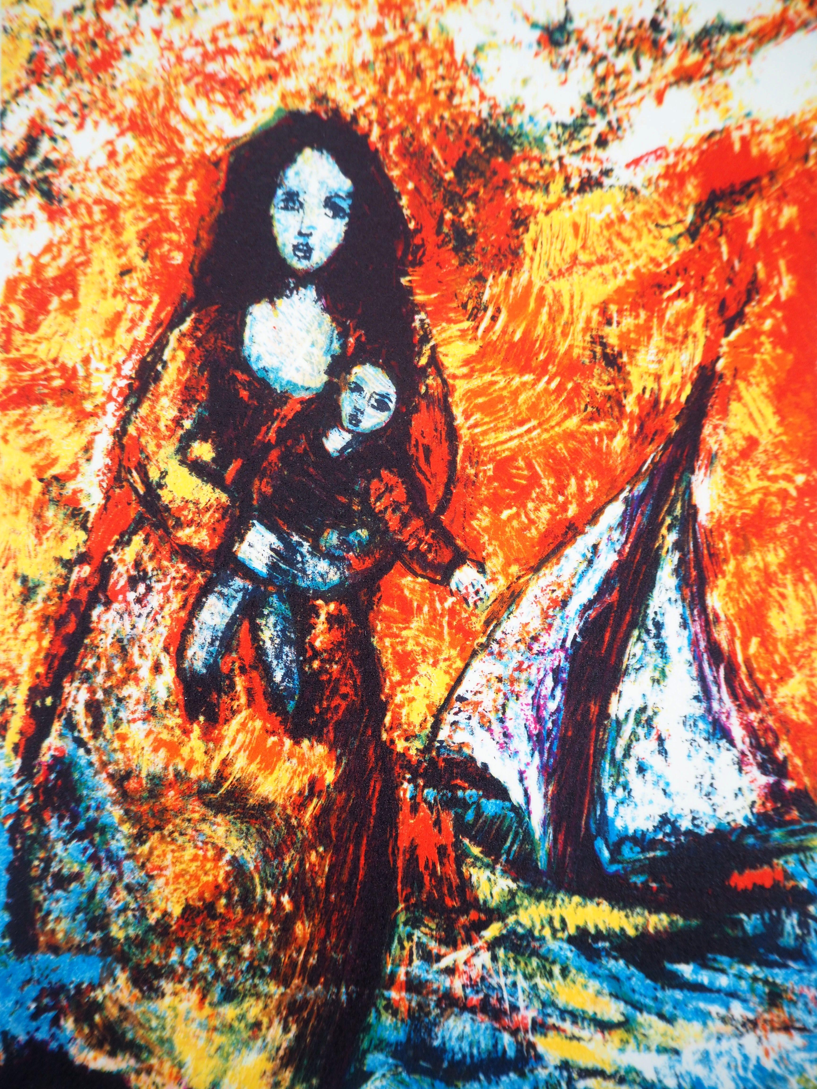 La moglie del pescatore - Litografia originale firmata - 80 ex - Print di Alain Raya Sorkine