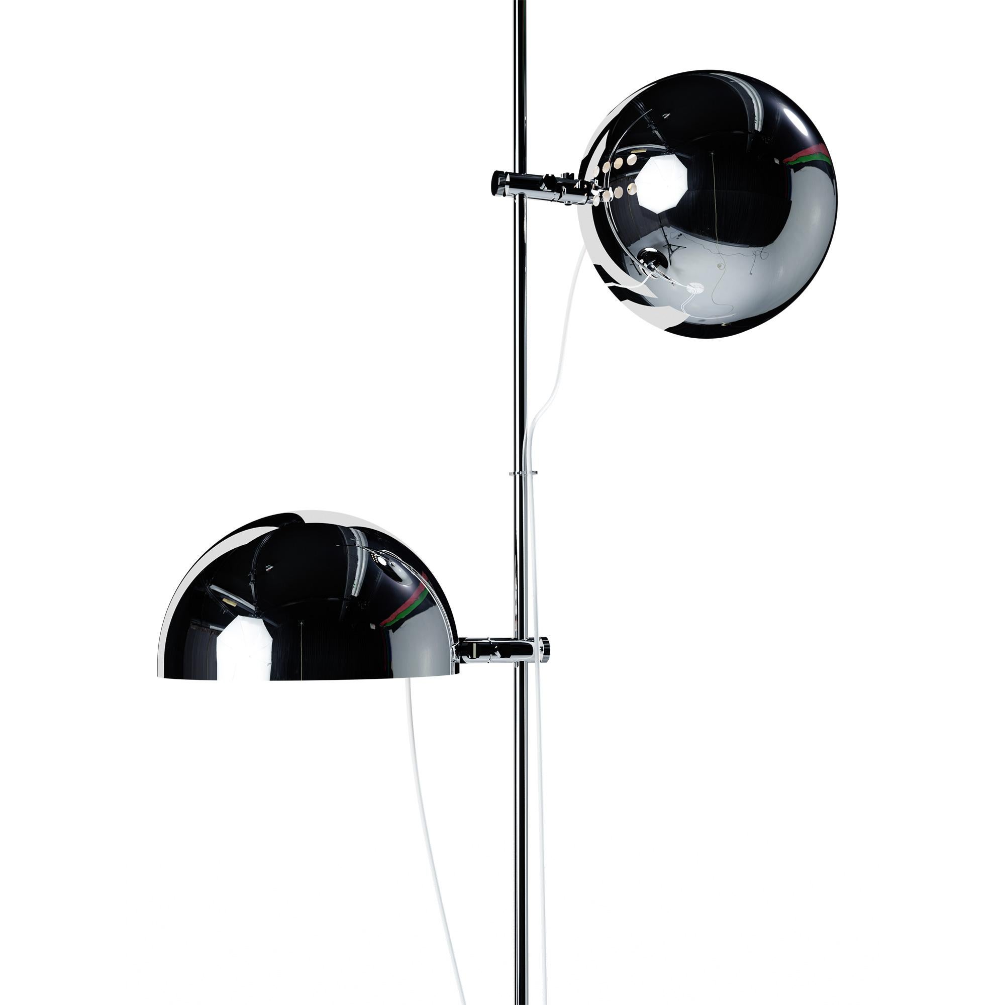 Alain Richard 'A23' floor lamp in Chrome for Disderot.

Executed in chromed metal with a marble base, this newly produced numbered edition with included certificate of authenticity is made in France by Disderot with many of the same small-scale