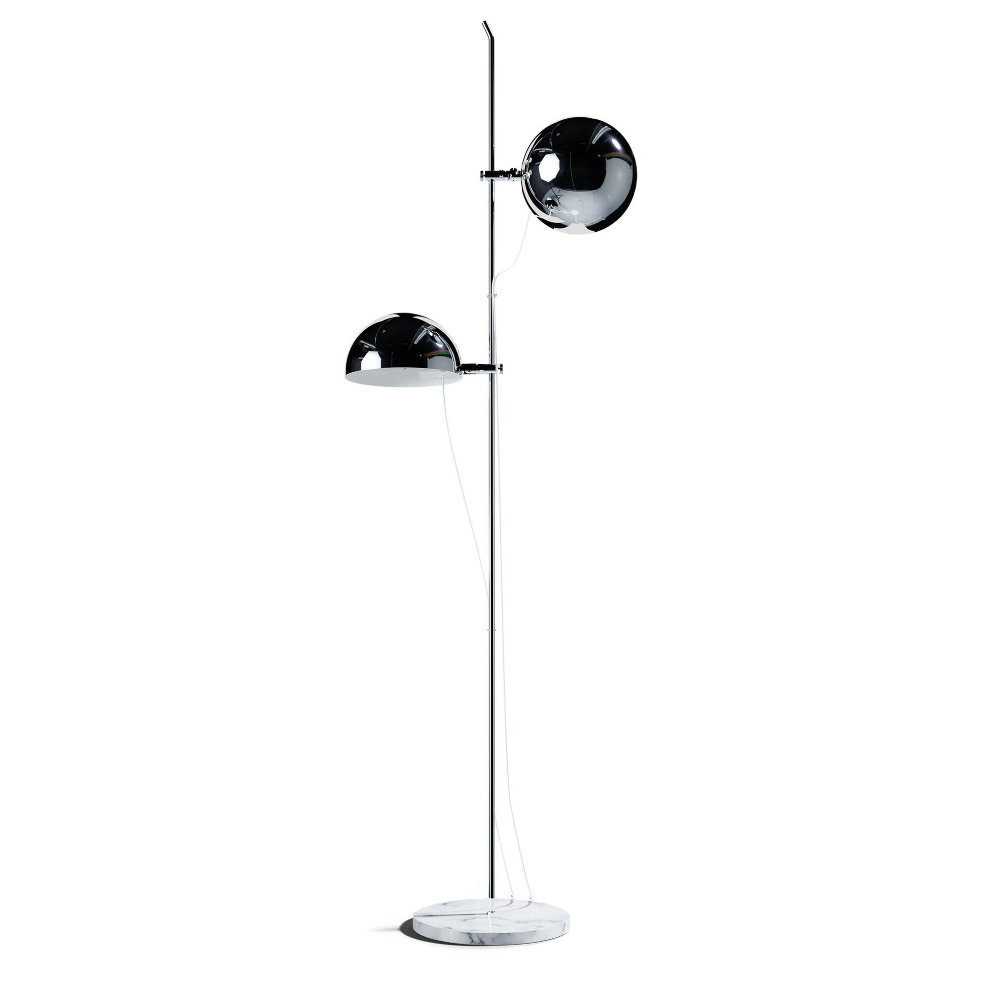 Lacquered Alain Richard 'A23' Chrome and Marble Floor Lamp for Disderot For Sale