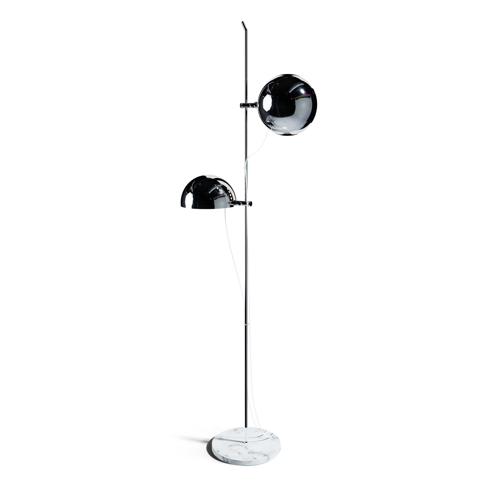 Lampada da terra in metallo e marmo 'A23' di Alain Richard per Disderot in nero in vendita 3