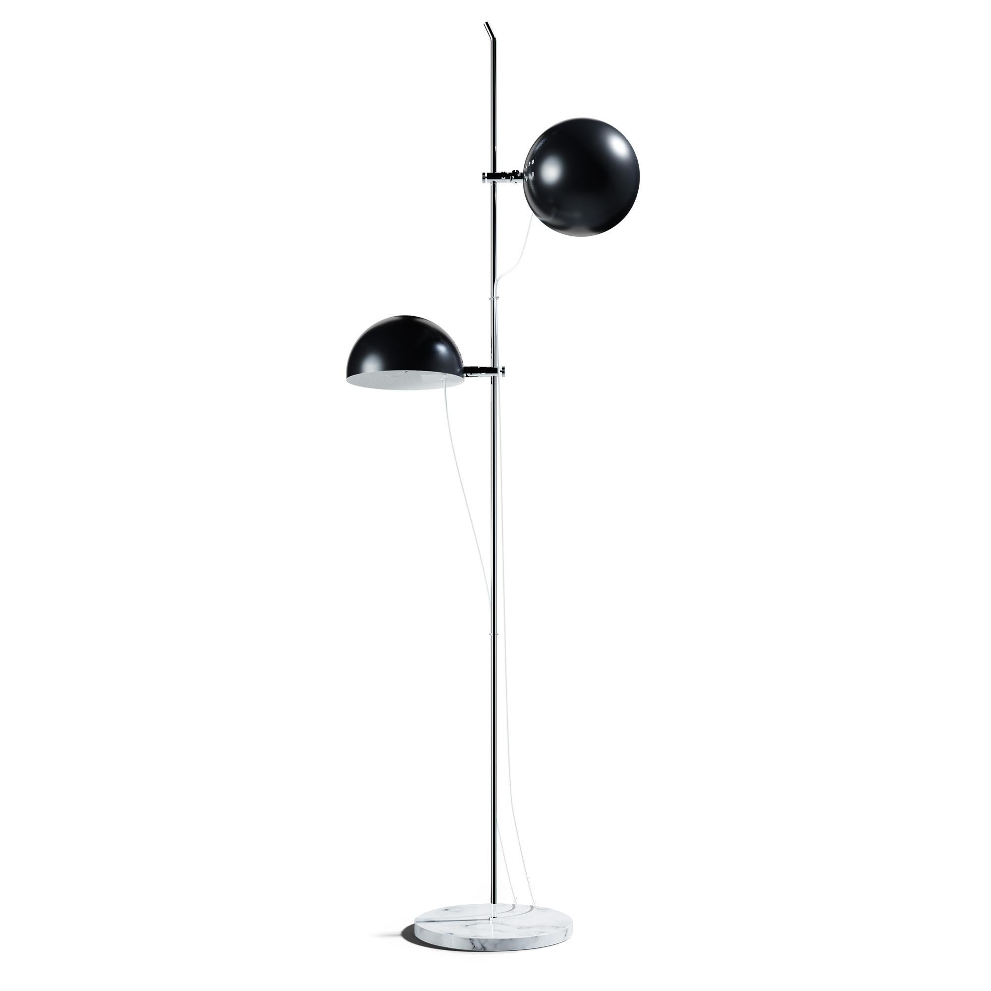 French Alain Richard 'A23' Metal and Marble Floor Lamp for Disderot in Black For Sale