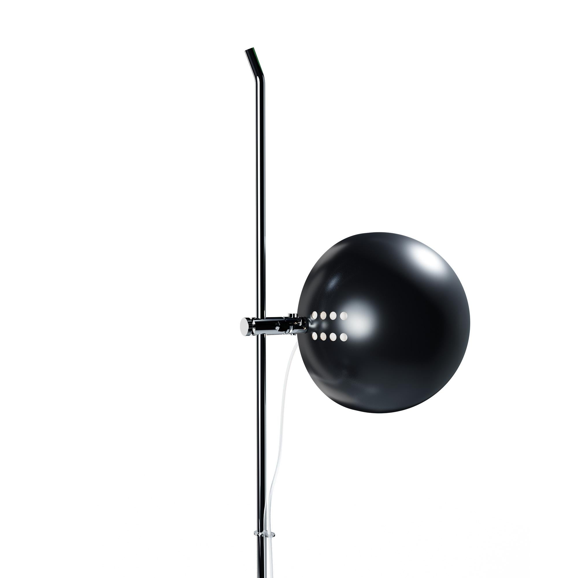 Lacquered Alain Richard 'A23' Metal and Marble Floor Lamp for Disderot in Black For Sale