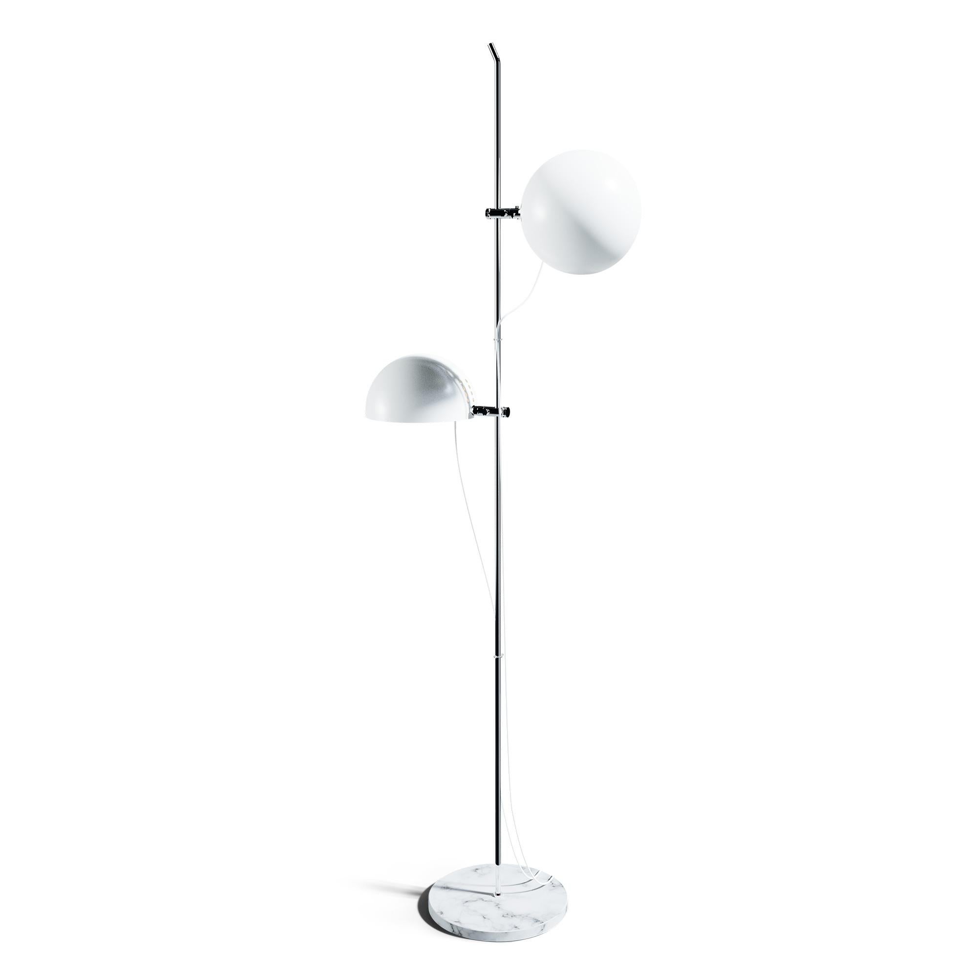 Contemporary Alain Richard 'A23' Metal and Marble Floor Lamp for Disderot in Black For Sale