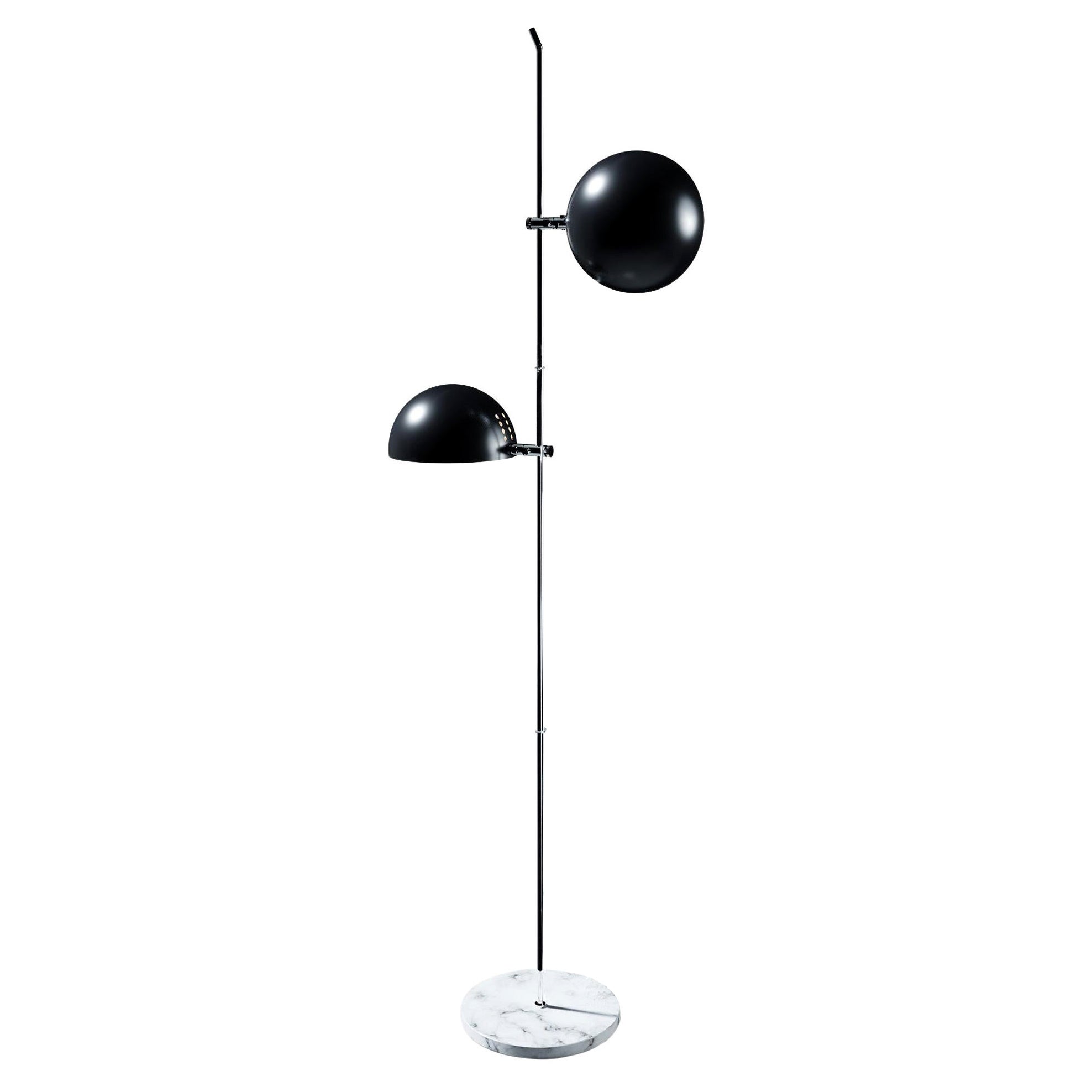 Lampada da terra “A23” di Alain Richard in metallo e marmo per Disderot, colore nero in vendita