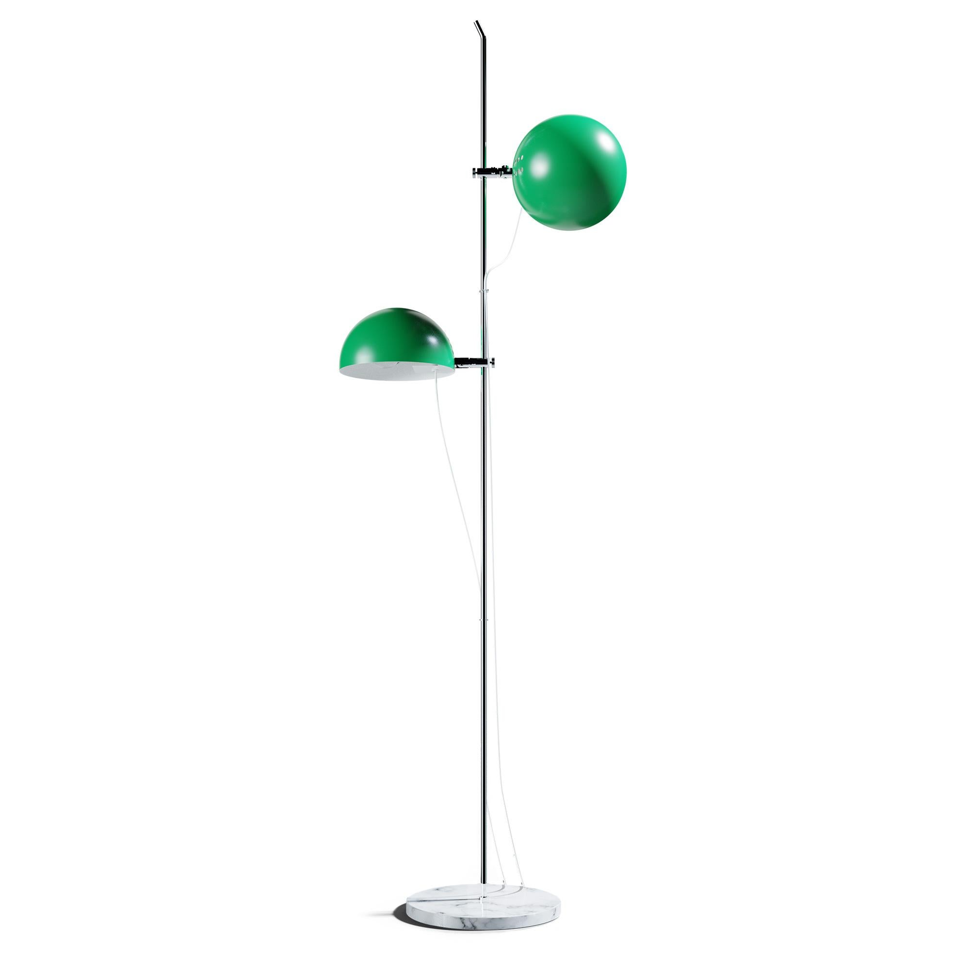 French Alain Richard 'A23' Metal and Marble Floor Lamp for Disderot in Green For Sale