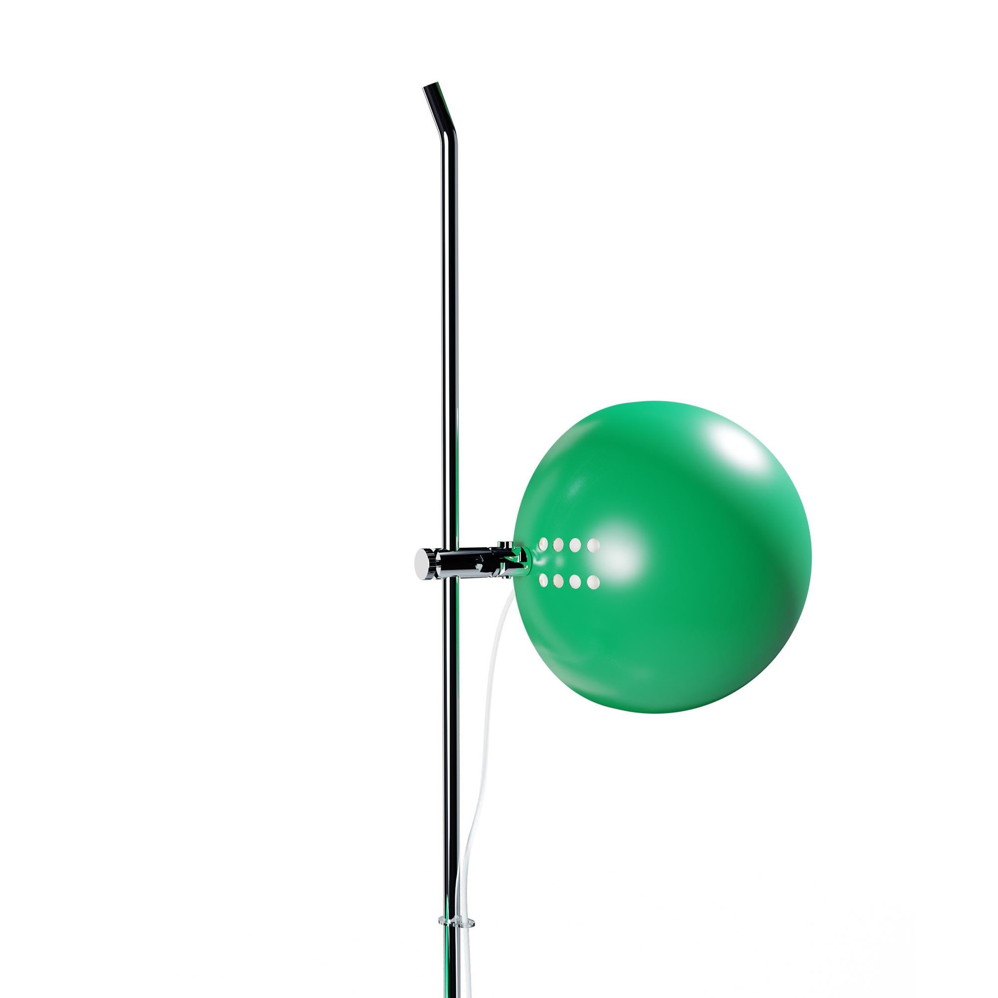Lacquered Alain Richard 'A23' Metal and Marble Floor Lamp for Disderot in Green For Sale