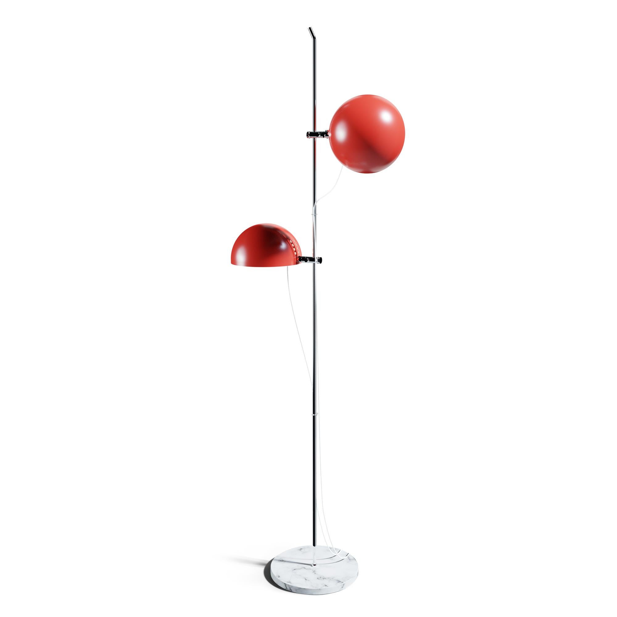 Alain Richard 'A23' Metal and Marble Floor Lamp for Disderot in Orange For Sale 2